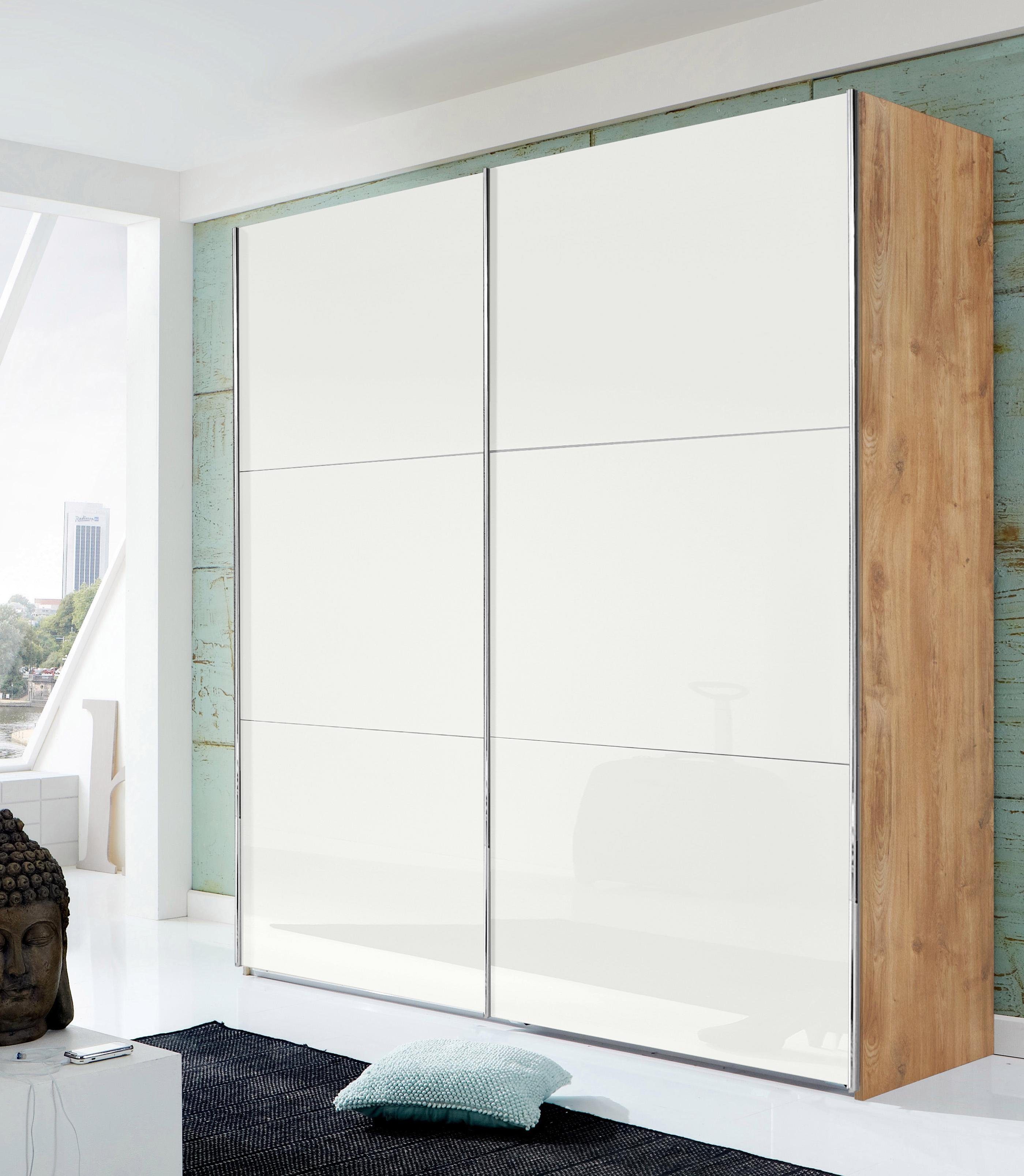 Glastüren mit Schwebetürenschrank plankeneichefarben/Weißglas Level To Go Fresh