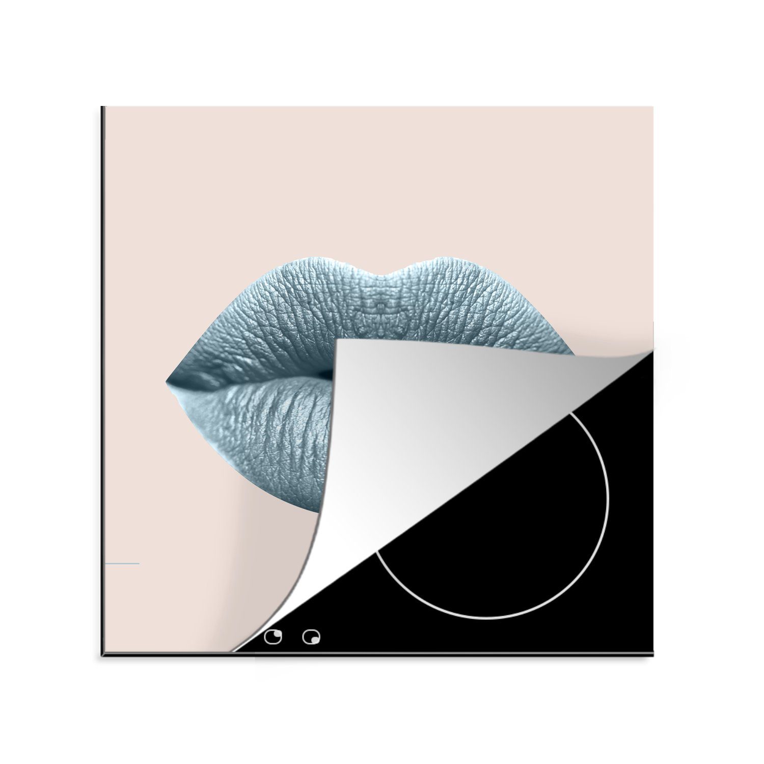 Pastell cm, Arbeitsplatte Lippen für Ceranfeldabdeckung, (1 - - Vinyl, küche Grau, MuchoWow tlg), 78x78 Herdblende-/Abdeckplatte