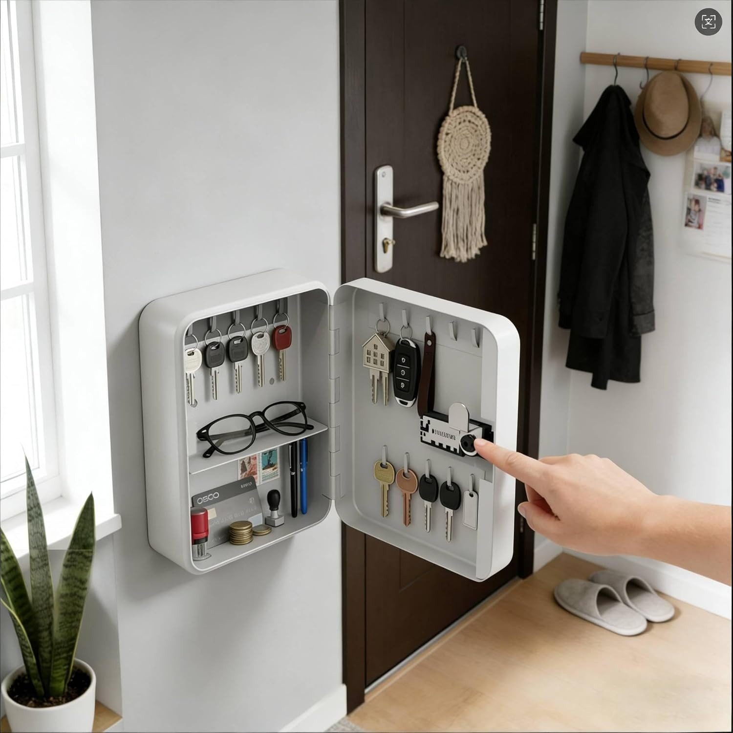 Zedelmaier Schlüsselkasten Wandmontierte Schlüsselbox mit Zahlenschloss, Schlüsseltresor Wandmontage, Schlüsselsafe für Schlüssel Türkarte