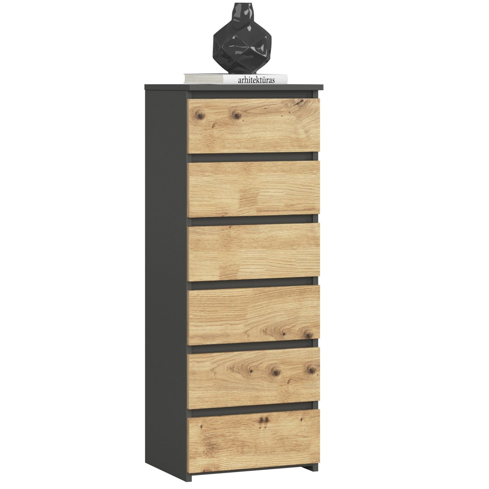 Raumhirsch Furniture Kommode mit 6 Schubladen 40 cm breit Schrank Wohnschrank, (viele Farbvarianten - Maße: 109 x 40 x 35 cm) - Hochwertig & stabil