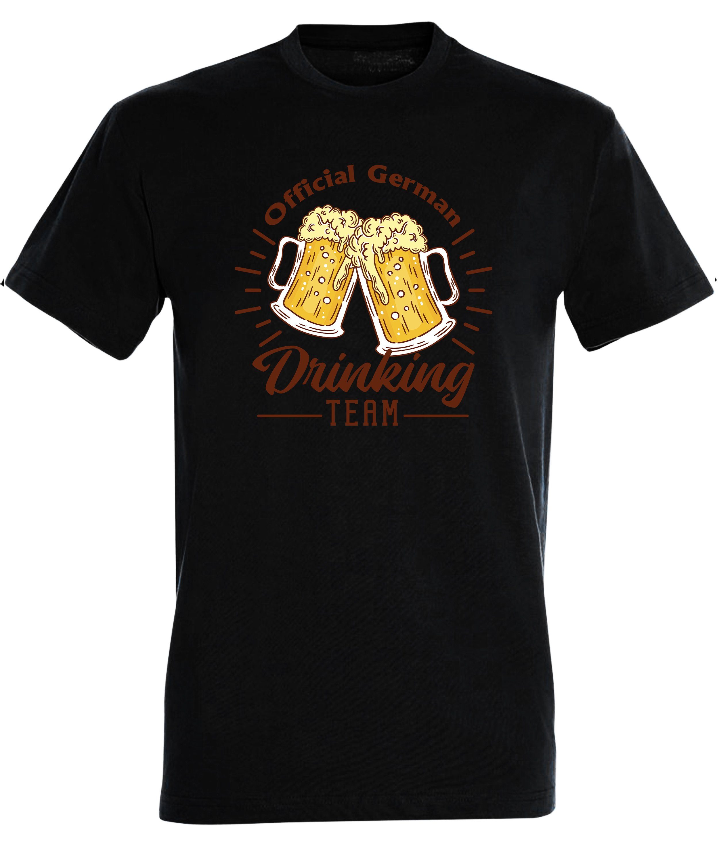 Baumwollshirt i304 Oktoberfest T-Shirt Drinking Regular Team Aufdruck mit Shirt Print schwarz Fit, - Herren Fun MyDesign24 official