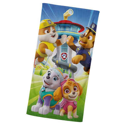 MTOnlinehandel Badetuch Paw Patrol 70x140 cm, 100 %, Baumwolle (1-St), Strandtuch mit Chase, Rubble, Everest & Skye für Kinder