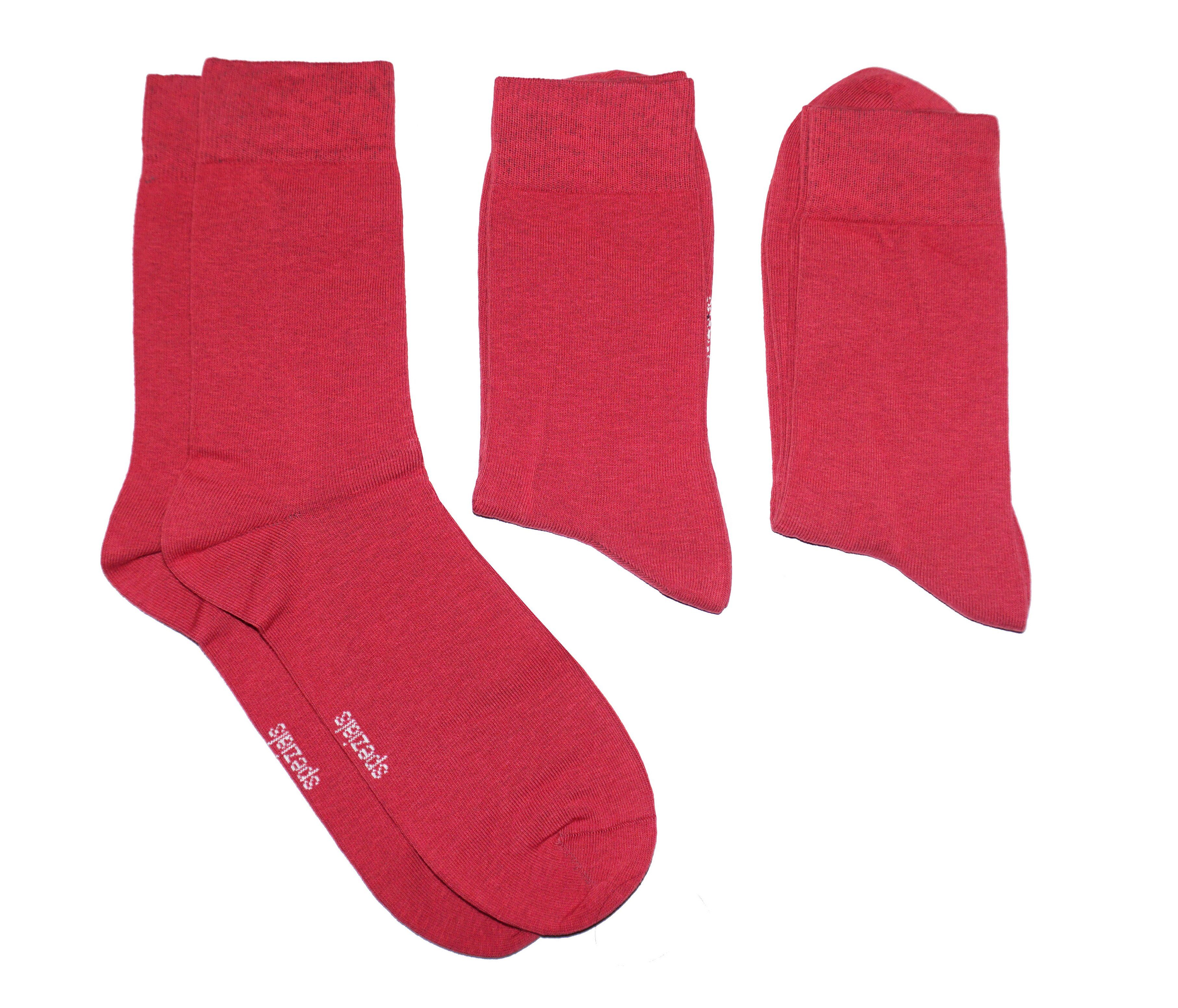 Basicsocken Herren Businesssocken 3-er Pack >>Rot<< aus Baumwolle