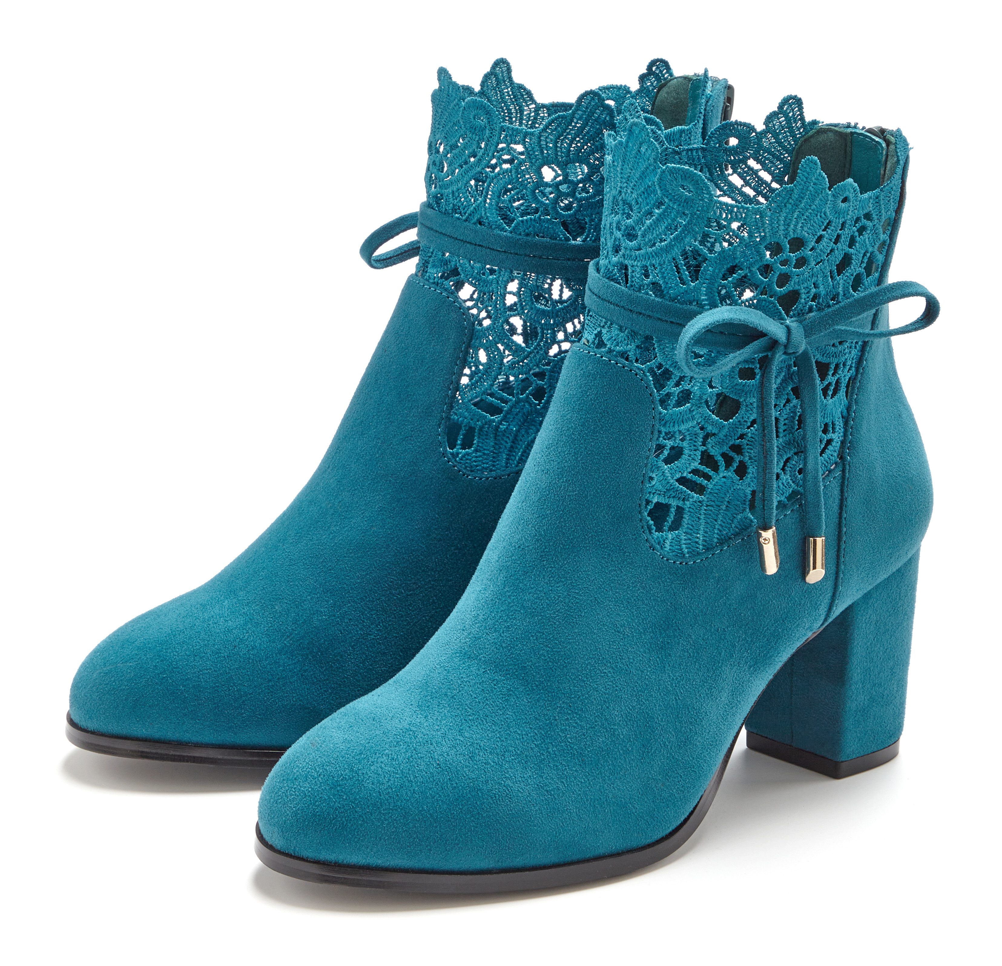LASCANA High-Heel-Stiefelette mit modischer Spitze und bequemen Blockabsatz, Ankle Boot, Stiefel