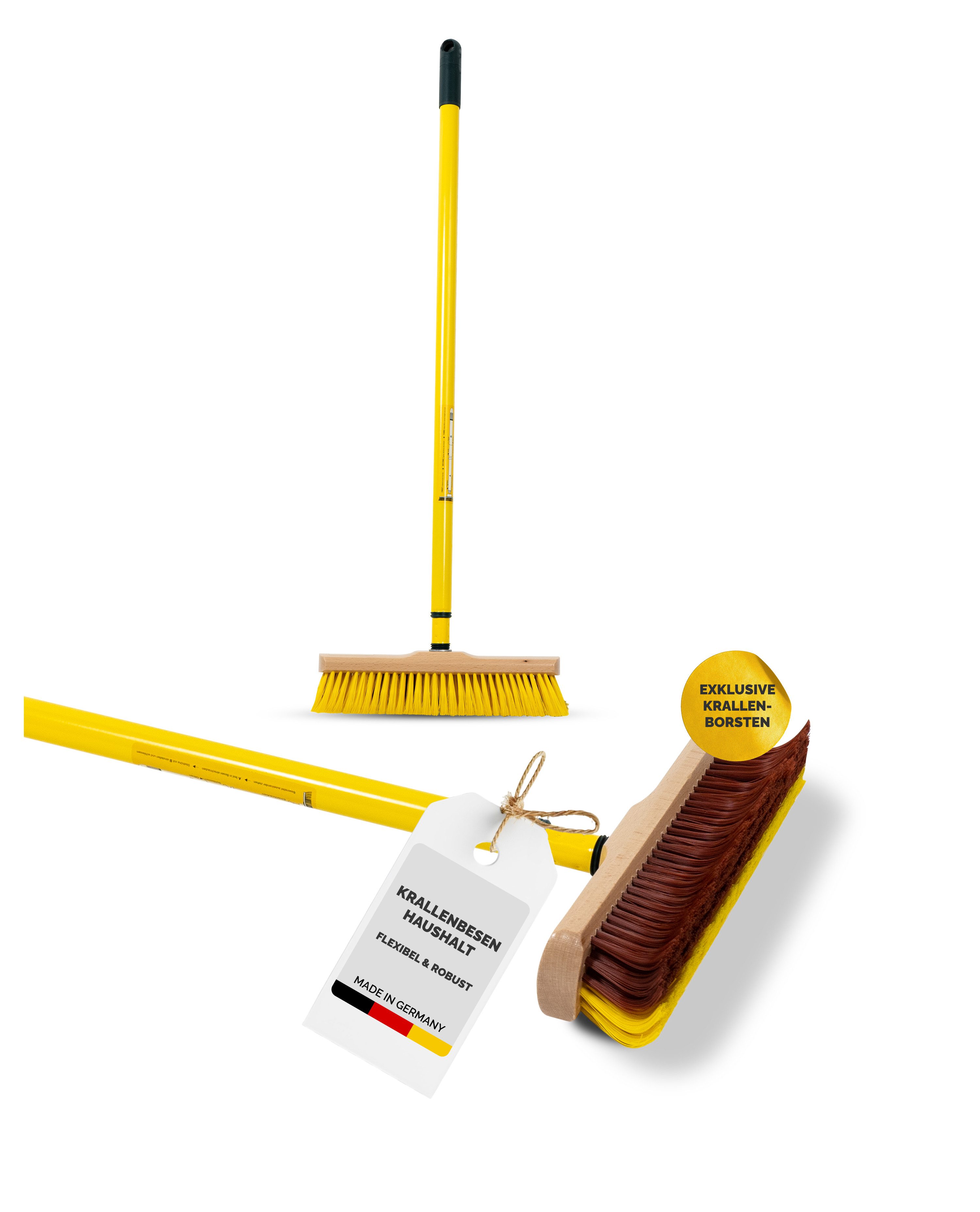 Fritze® Teppichkehrer Krallenbesen Haushalt 30 cm - Vielseitiger Indoorbesen, Teppiche, Abstreicher, alle Indoorbereiche, (Besen inkl. Stiel, 2-teilig), Innovativer Kehrbesen, edles Design, höchste Effektivität