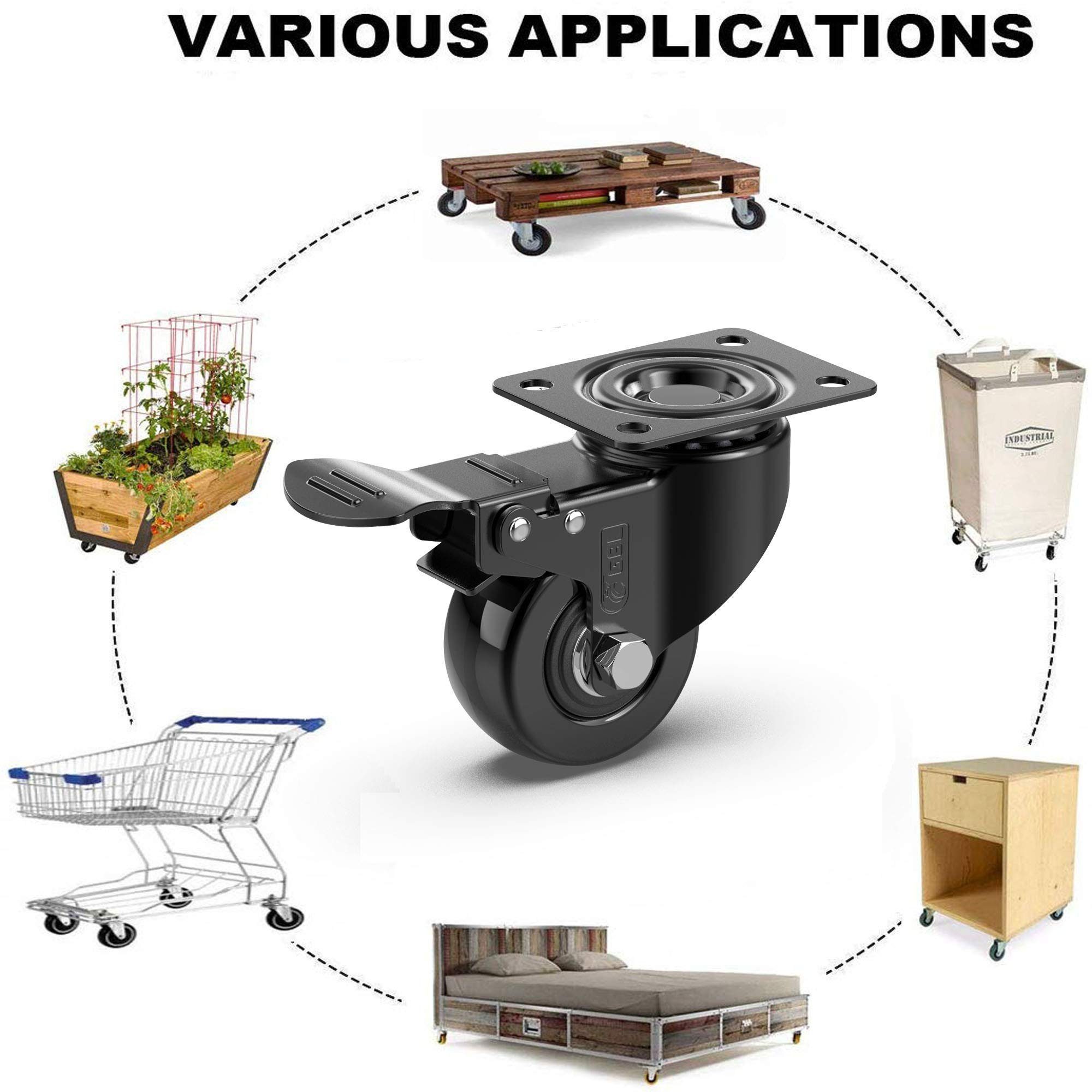 Caster Furniture 200KG, Casters, Heavy Möbelrolle Casters Brakes, Brakes, 50mm, Duty 2 200KG 2 with Furniture GBL Wheels 50mm,