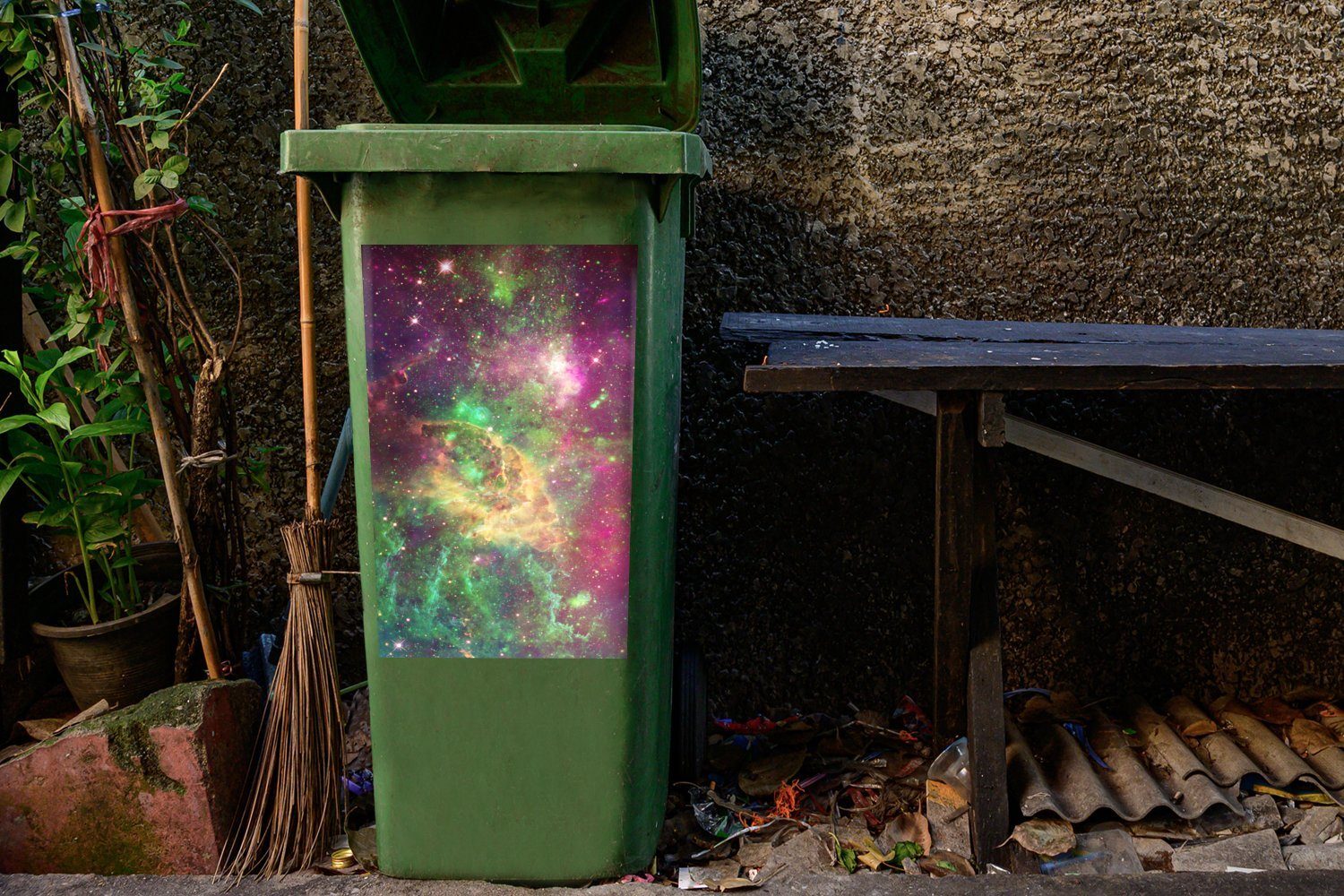 MuchoWow Wandsticker Grün - Raum Mülltonne, St), Sticker, Abfalbehälter - Mülleimer-aufkleber, Container, (1 Sterne