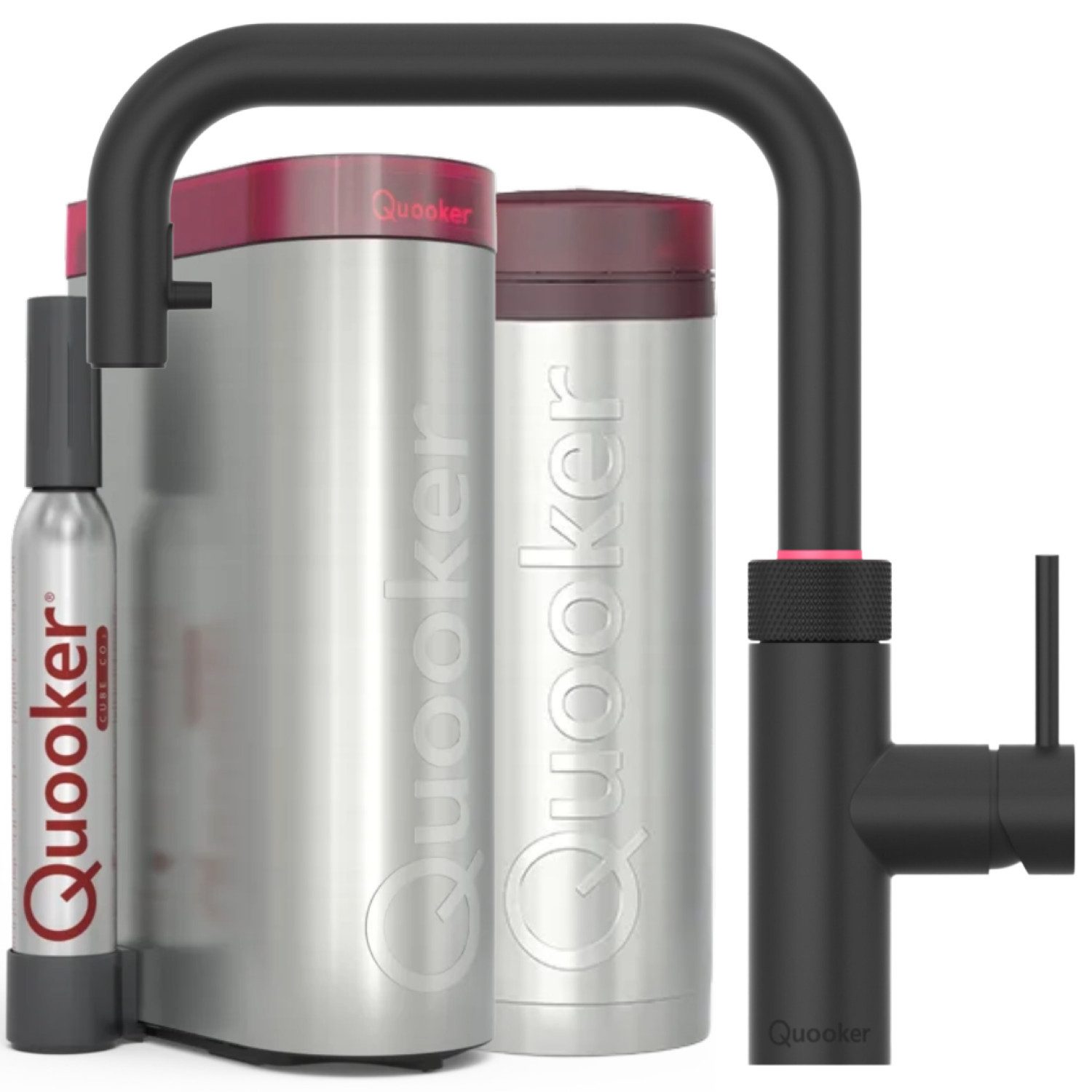 QUOOKER Küchenarmatur Flex Square, PRO3 & CUBE, schwarz, FXSBLK PRO3 CUBE2, **inkl. CUBE Filter Starter Set** inkl. 7 JAHRE GARANTIE