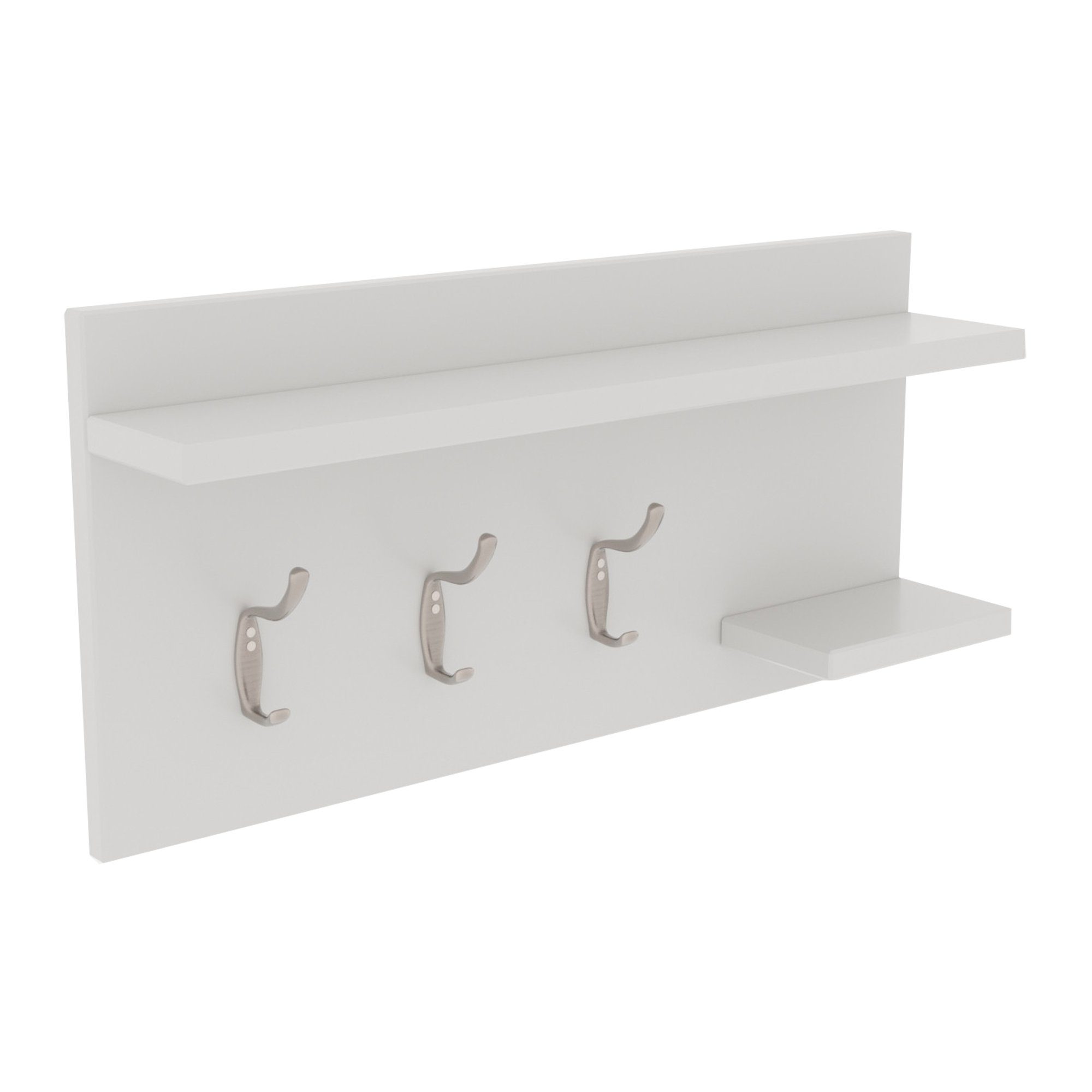 en.casa Wandgarderobe, »Ånge« mit 3 Doppelhaken 62 x 12 x 30 cm Weiß
