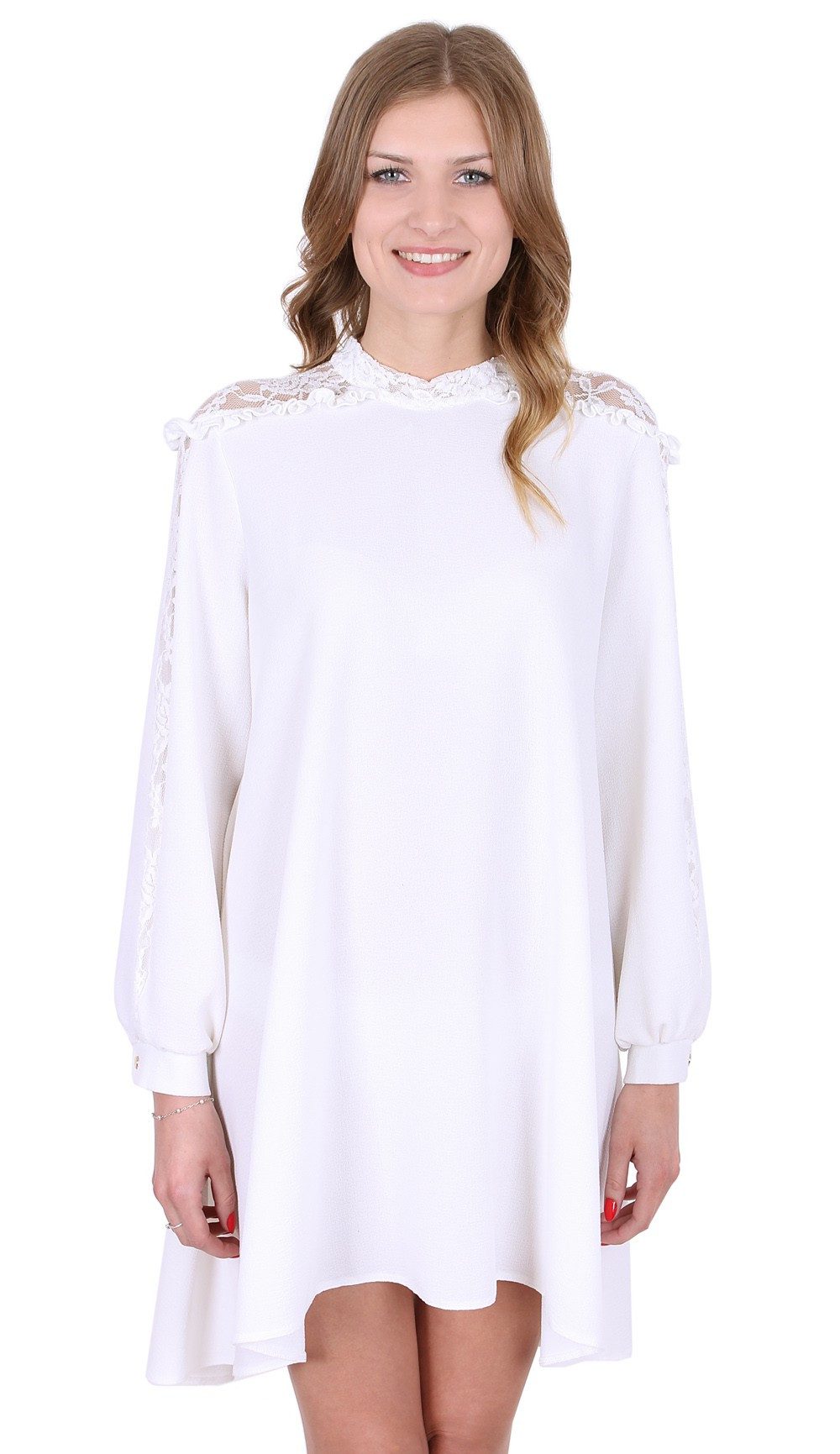 Sarcia.eu Minikleid Ecru, elegantes Spitzenkleid John Zack L