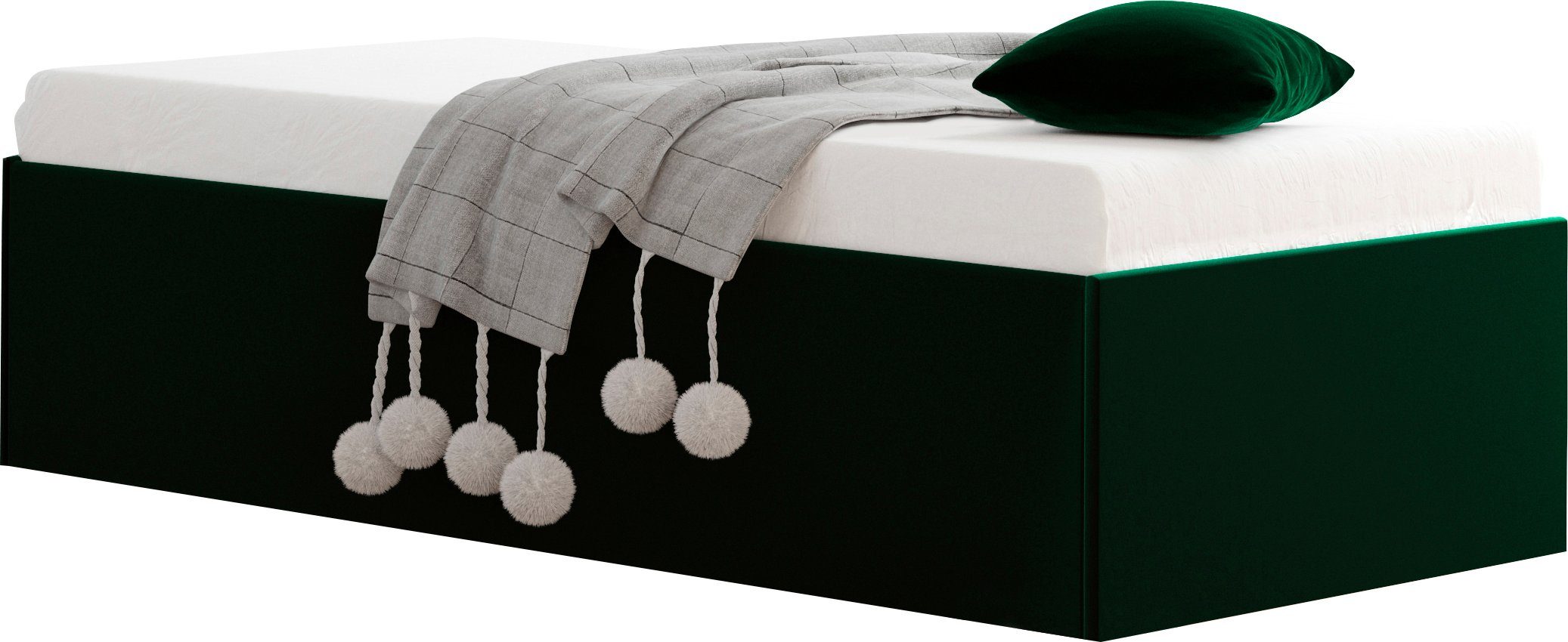 Westfalia Schlafkomfort Polsterbett Amrum, in Samtvelours ohne Kopfteil, mit und ohne Bettkasten erhältlich moosgrün