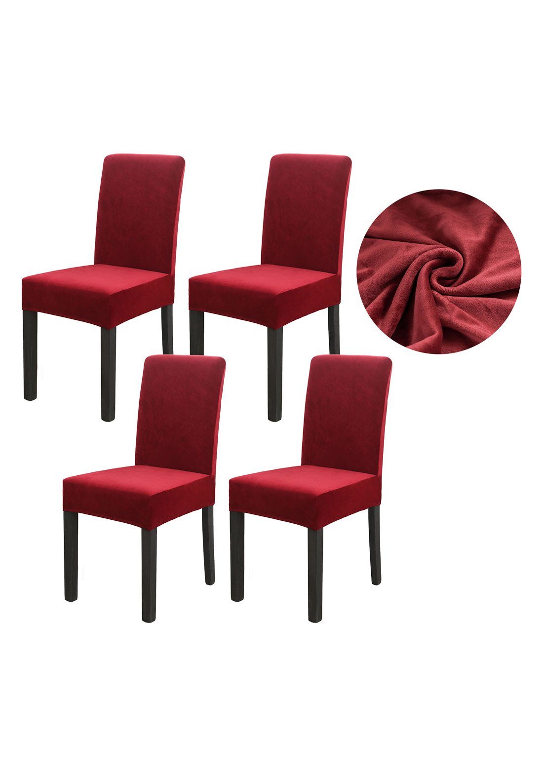 Vivi Idee Stuhlbezug Samt Stuhlhussen 4/6er Set Spannbezug für Esszimmerstühle Schwingstuhl, Elastische Waschbar Hochzeit Büro Partys Deko