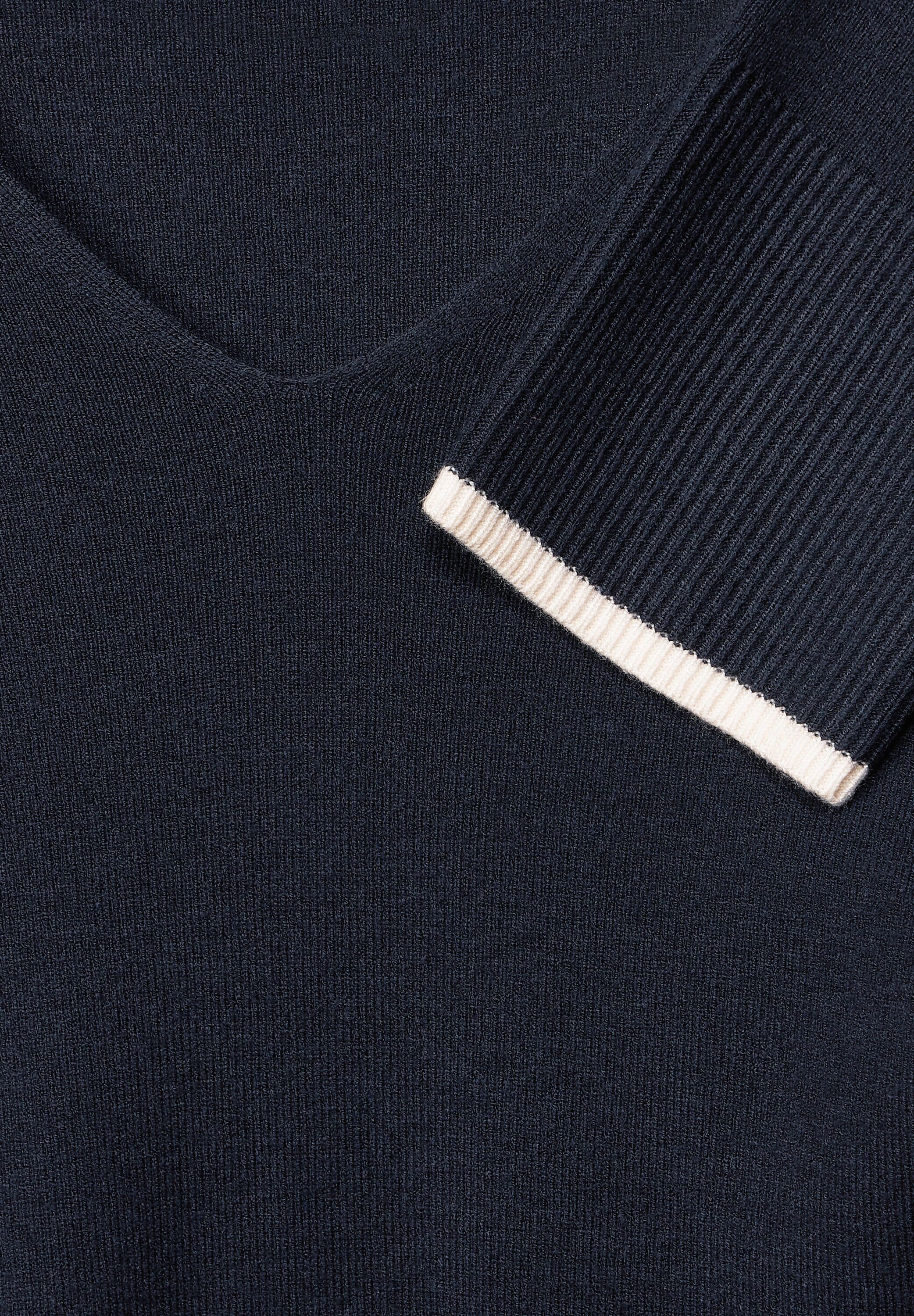 STREET ONE V-Ausschnitt-Pullover Pullover V-Ausschnitt mit deep blue
