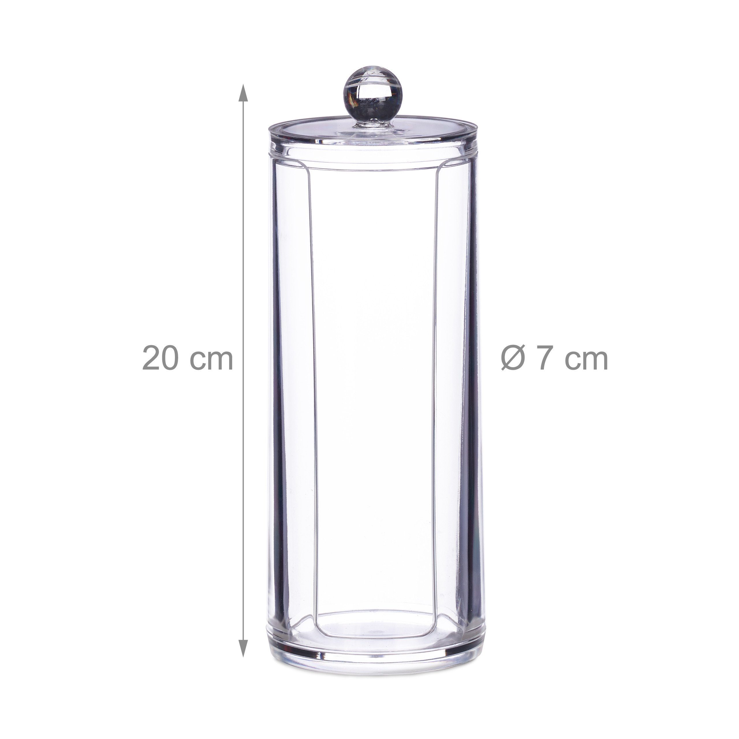 relaxdays Wattepadspender Wattepads Aufbewahrung 2er Set, (2-tlg), transparent – Bild 4 von 5