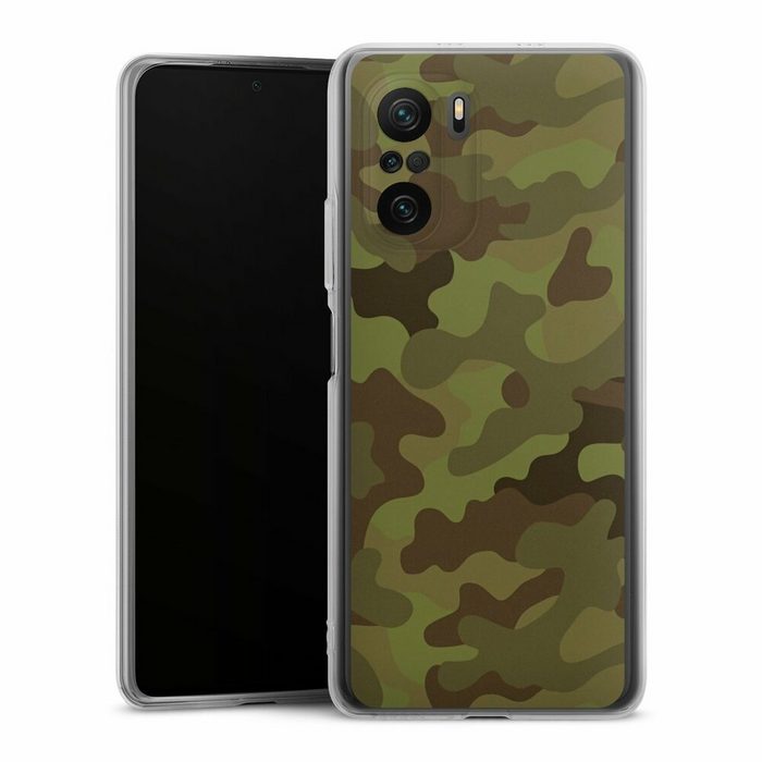 DeinDesign Handyhülle Camouflage Tarnmuster Black & Bold Military Denim Camo Xiaomi Poco F3 Silikon Hülle Bumper Case Handy Schutzhülle