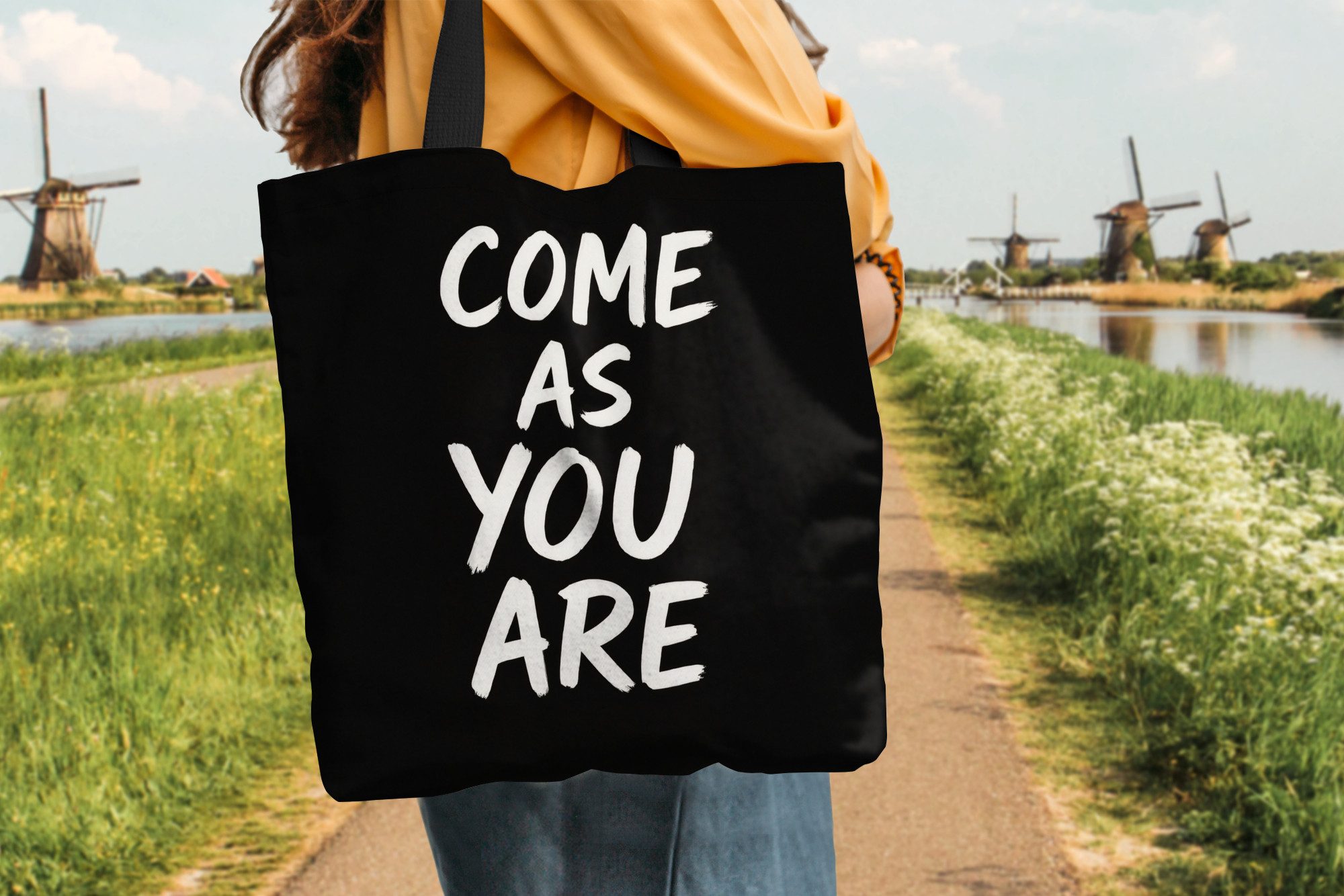 MuchoWow Shopper Zitat - Schwarz - Einfach, Handtasche, Damen und Herren, Schultertasche, Umhängetasche, Tote Bag