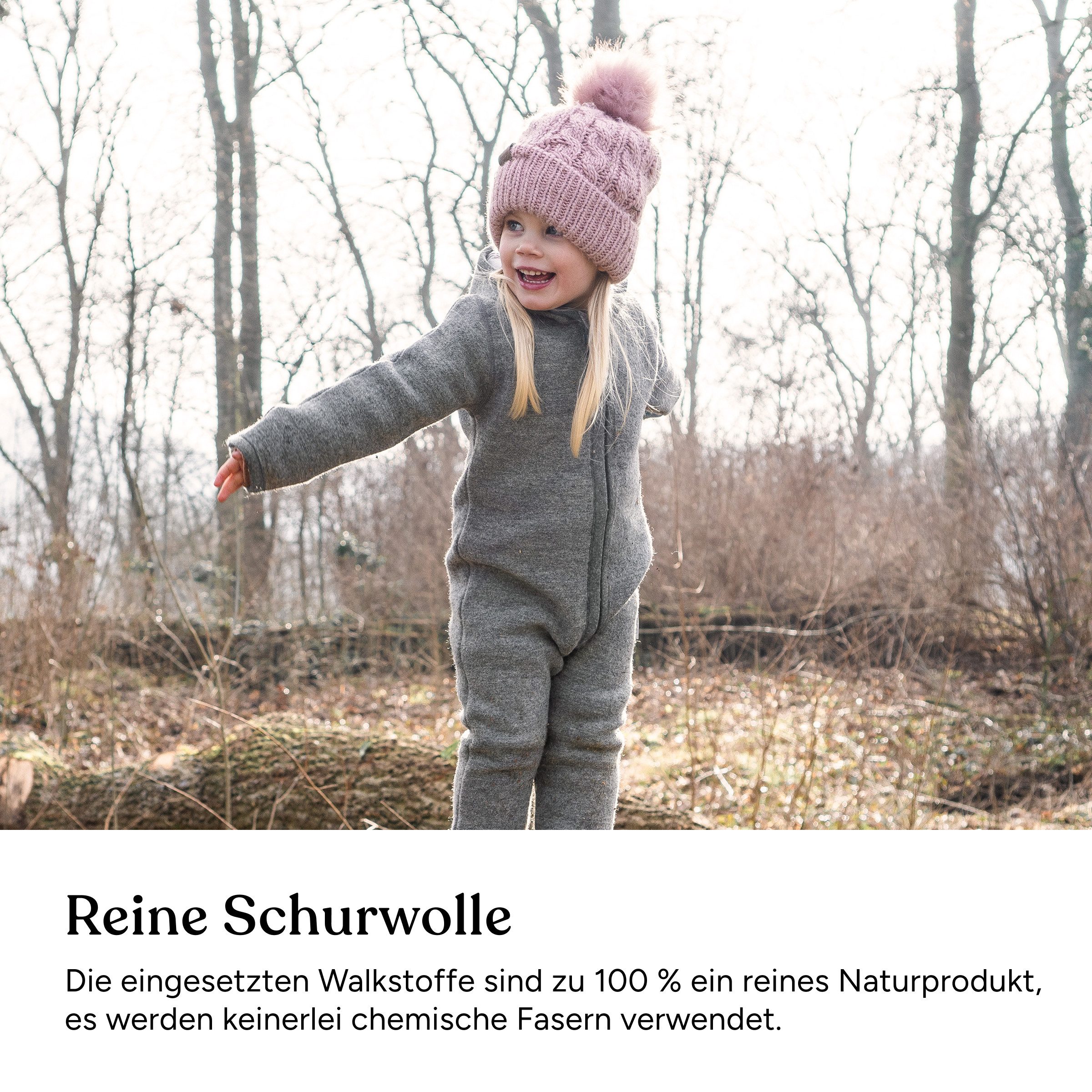 Ehrenkind Overall Walkoverall Baby aus Merino Schurwolle mit Reißverschluss (Kastanie) – Bild 2 von 5