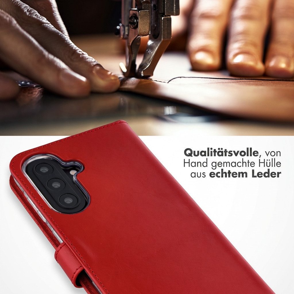 Selencia Smartphone-Mappe Selencia Echtleder Klapphülle Samsung Galaxy A57 (5G) - Rot – Bild 2 von 5