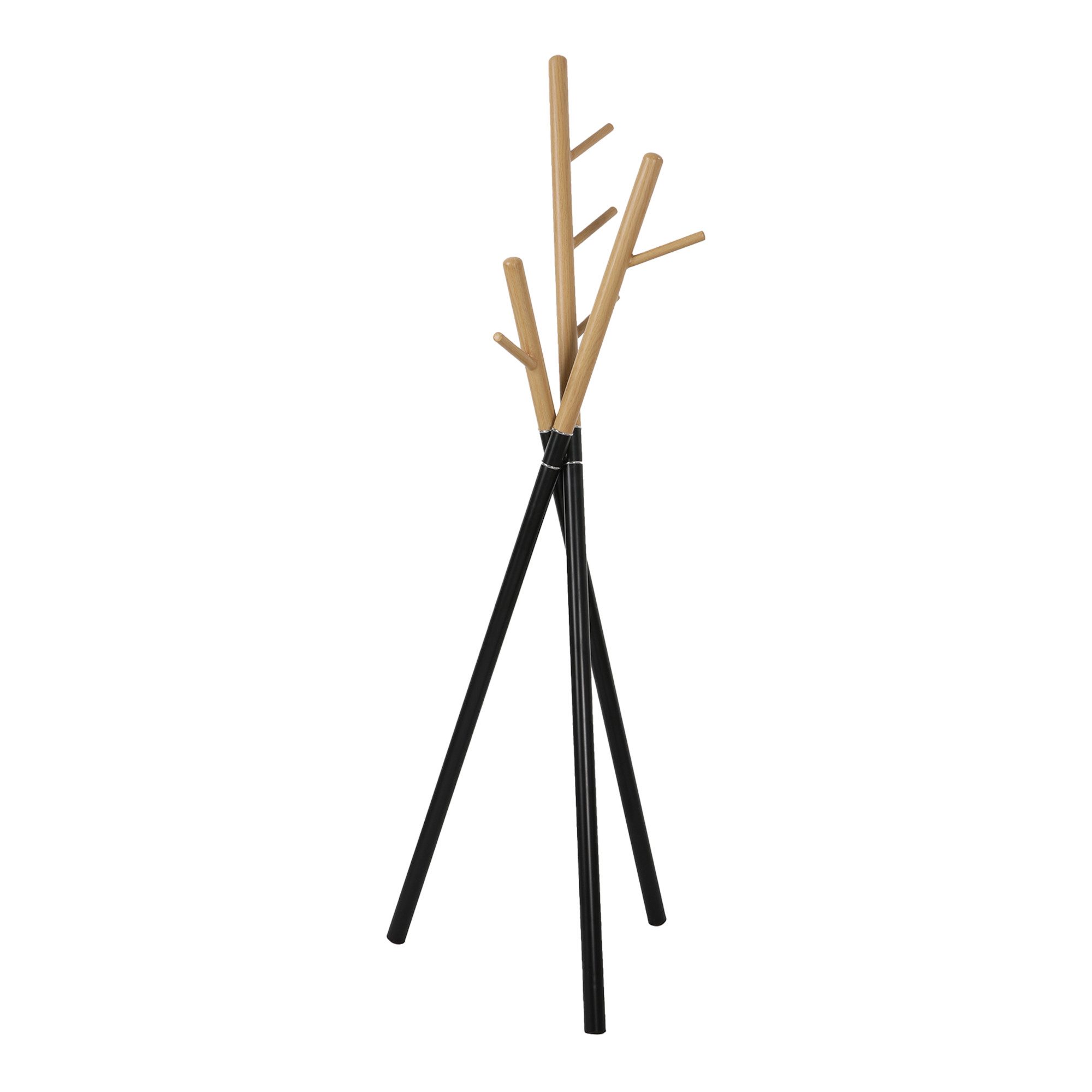 en.casa Вешалки, »Laerdal« 5 Haken 172x49x49 cm Baumform Schwarz/Holzoptik