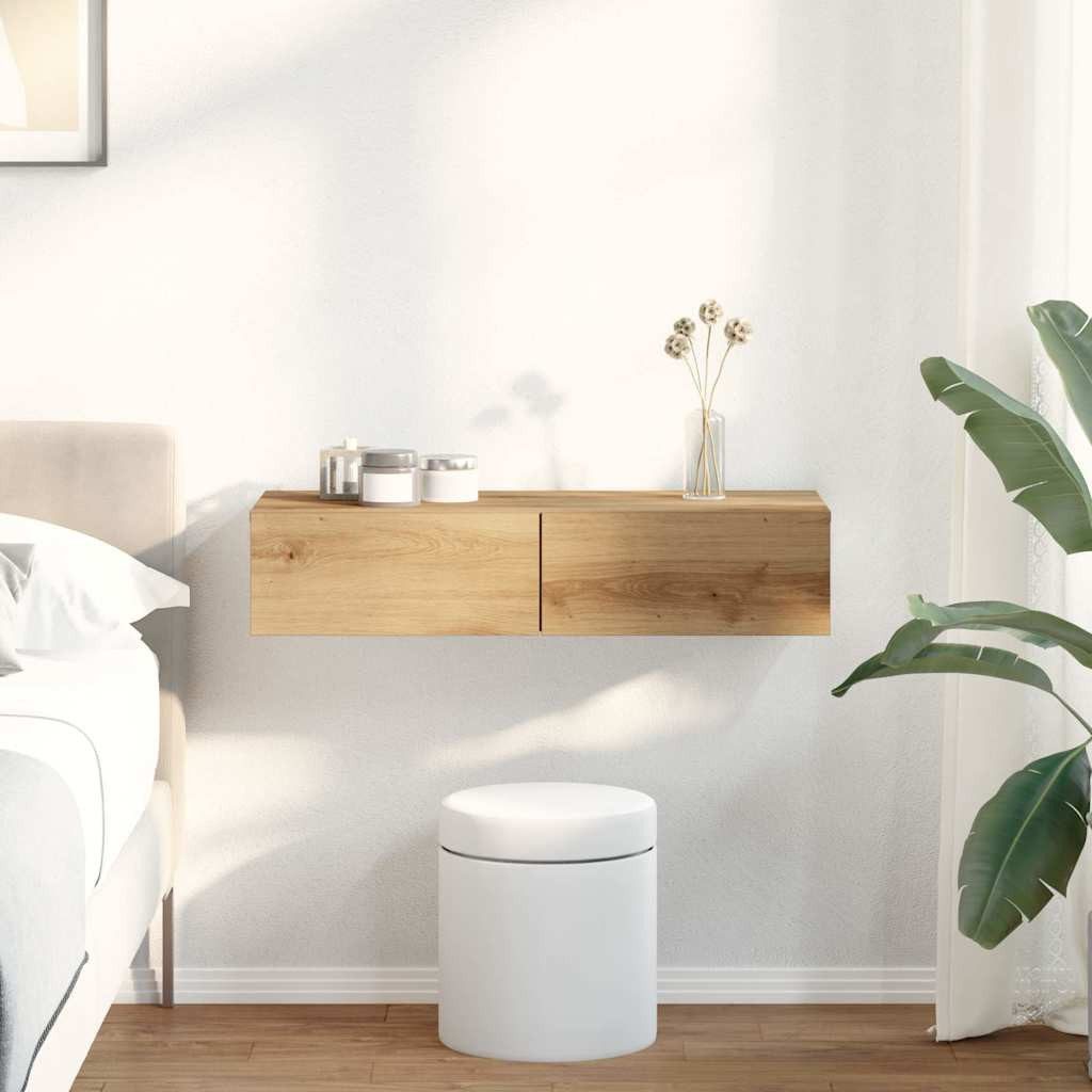 vidaXL Wandregal Wandregal mit Schubladen Artisan-Eiche 80x33x17cm Holzwerk günstig online kaufen