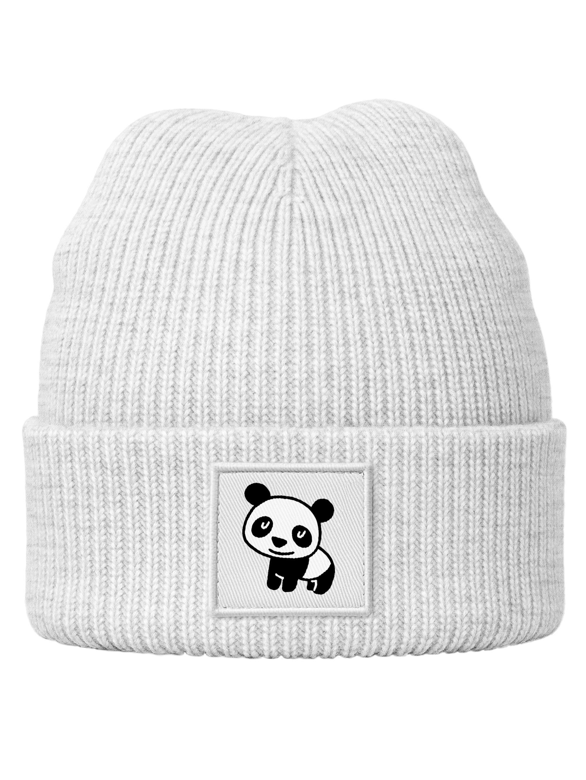 SpecialMe Beanie Kinder Beanie Jungen Patch Patch Panda Bär Tiermotive Aufdruck Print