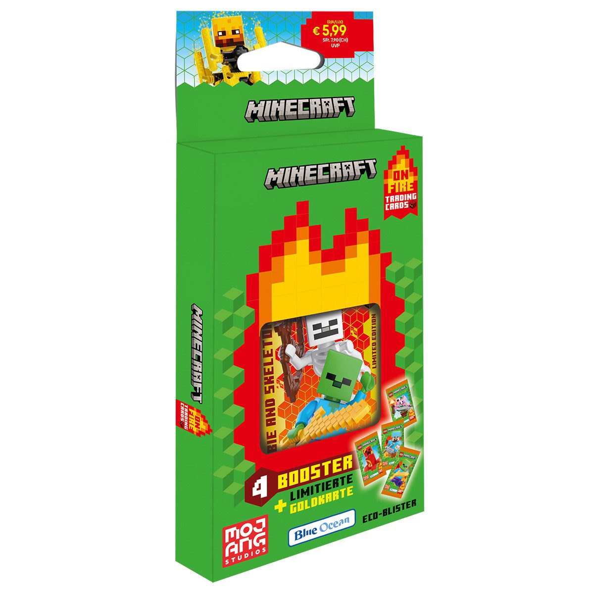 Blue Ocean Sammelkarte Minecraft S3 Cards - Alle 4 verschiedenen Blister + collect-it Hüllen