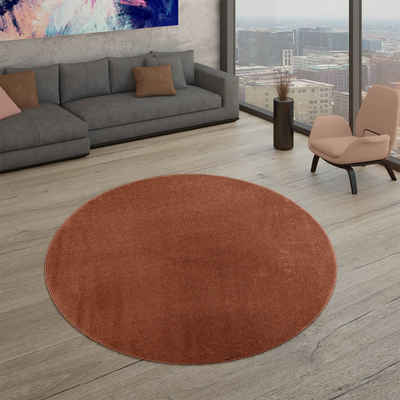 Teppich Wohnzimmer Teppich Kurflor Unifarbendes Design Modern Und Zeitlos, TT Home, rund, Höhe: 12 mm