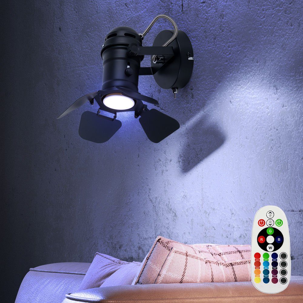 etc-shop LED Wandleuchte, Leuchtmittel inklusive, Warmweiß, Farbwechsel, Wand Leuchte Dielen Lampe Klappen Spot verstellbar