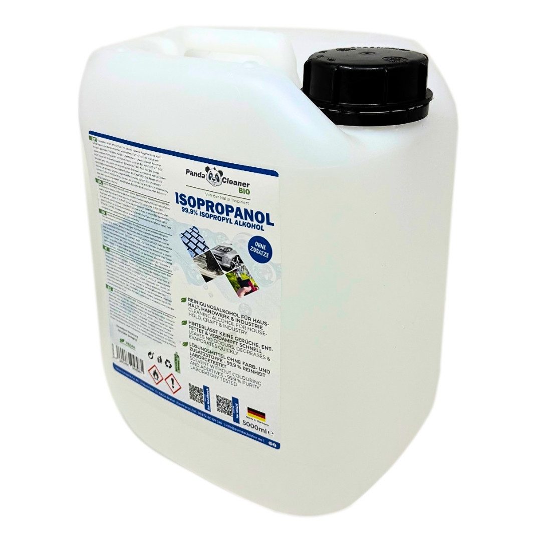 PandaCleaner Isopropanol - Isopropylalkohol - Für Haushalt, Handwerk & Industrie Reinigungsalkohol (1-St. 5 Liter Kanister Rückstandslose Reinigung)