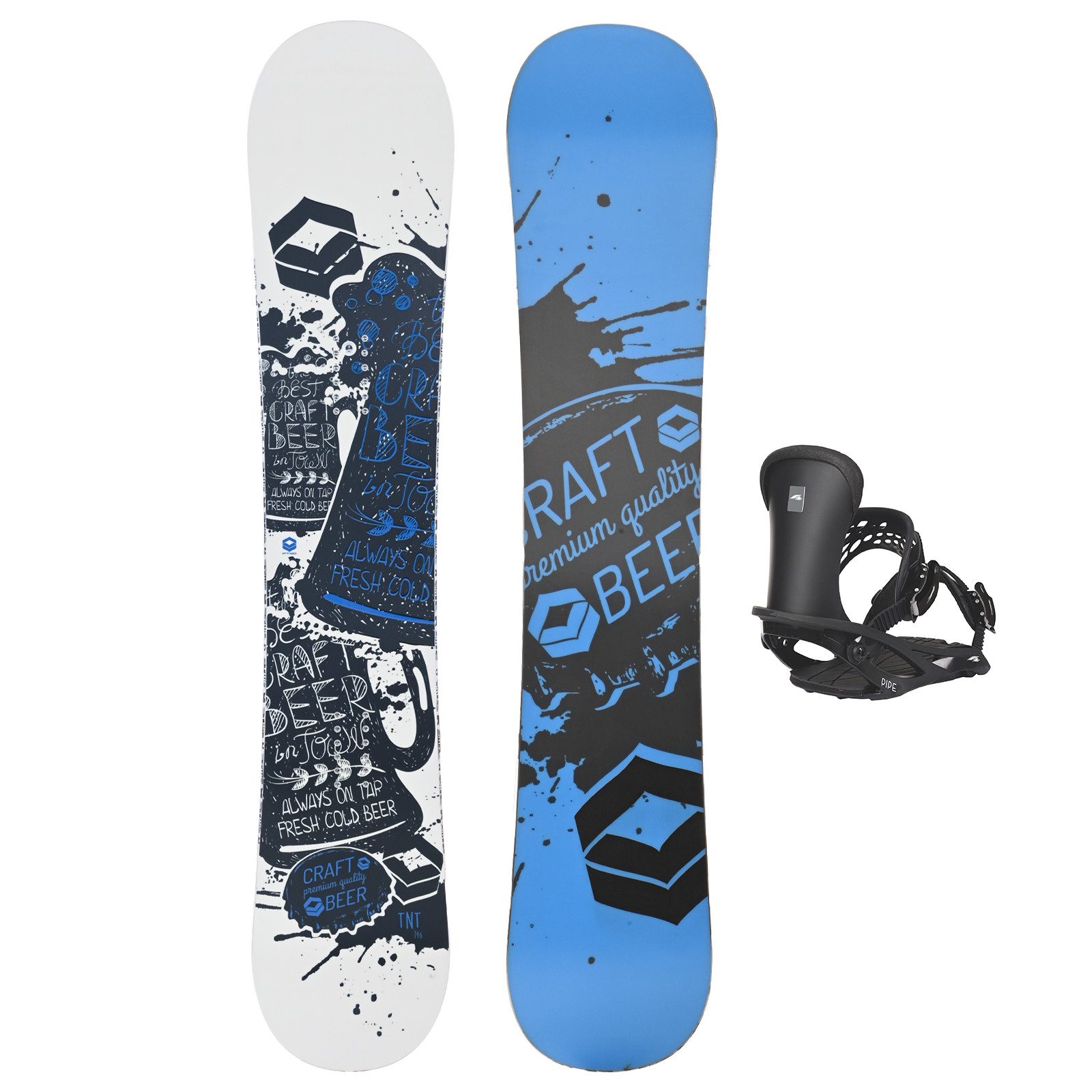 Snowboard FTWO Set Snowboard TNT Blau 143cm mit Pipe Bindung M Sale