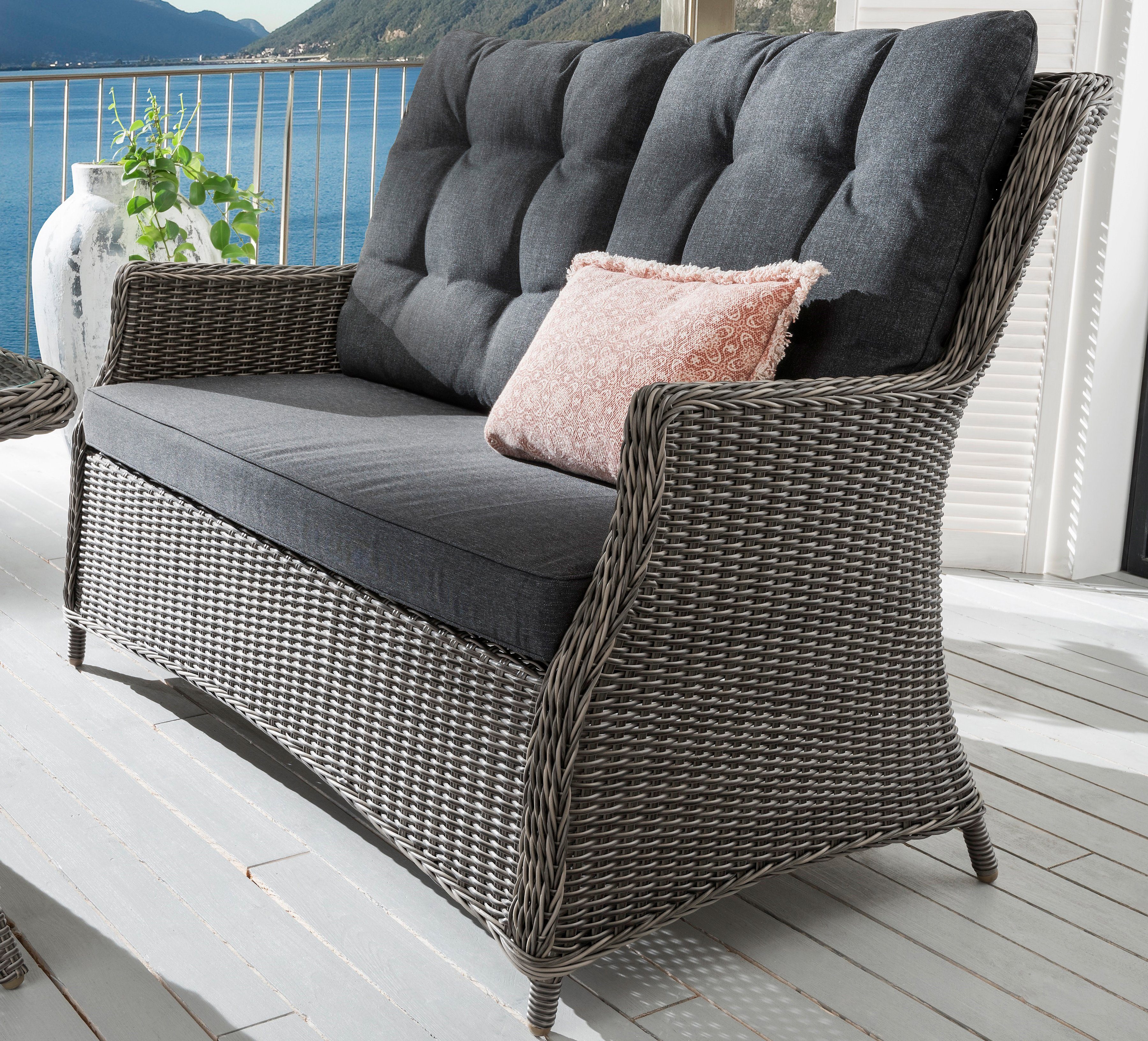 Destiny Garten-Essgruppe CASA, (13-tlg., 1x 2er Sofa, 2x Sessel, 1x Tisch, inkl. Auflagen), Aluminium, Polyrattan