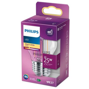 Philips LED-Leuchtmittel LED Lampe ersetzt 25W, E27 Tropfenform P45, klar, n.v, warmweiss