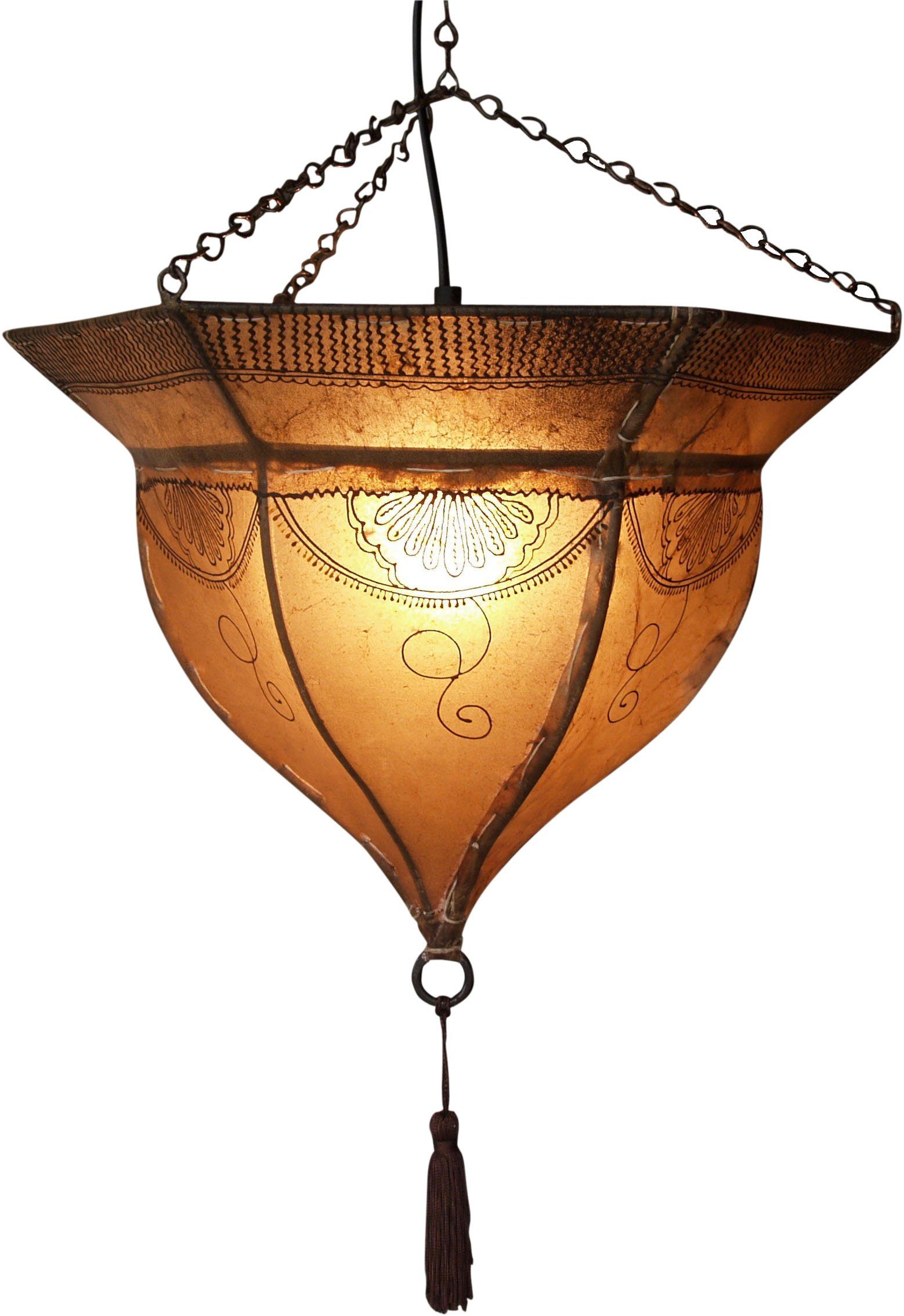 Guru-Shop Deckenleuchten Henna - Leder Deckenlampe - Mali weiß, Leuchtmittel nicht inklusive