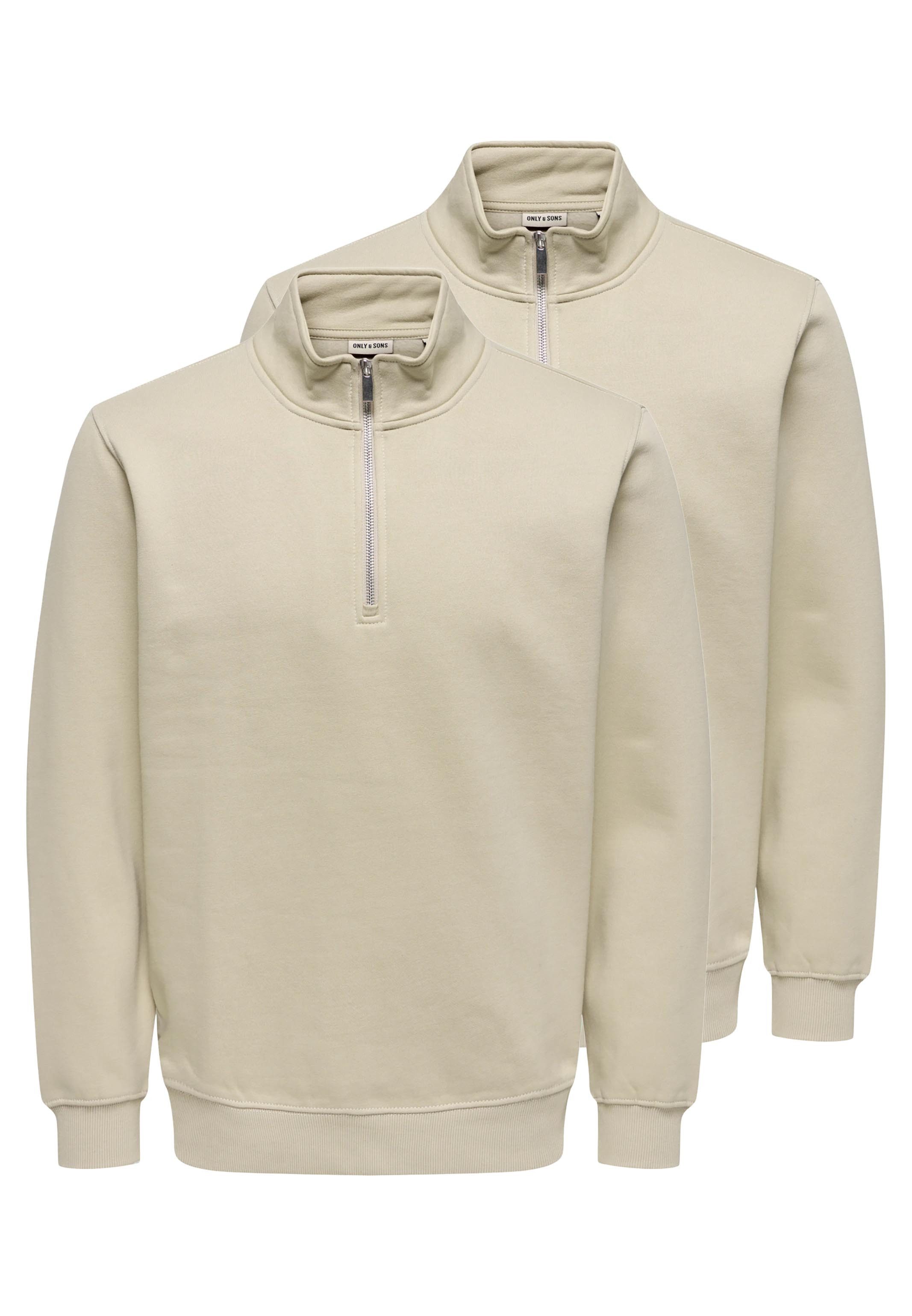 ONLY & SONS Sweatshirt 2er Pack Connor (Spar-Set, 2-tlg) Sweatshirt - Baumwolle - Atmungsaktiv - Weiches warmes Fleece Material