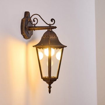 hofstein Außen-Wandleuchte »Viano« Außenwandlampe abwärts aus Metall/Glas in Braun/Gold, ohne Leuchtmittel, m. E27, Retro/Vintage Außenleuchte für Terrasse u. Hof, IP 44