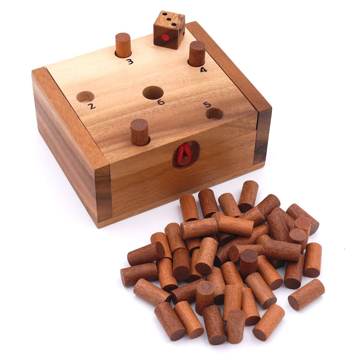 ROMBOL Denkspiele Spiel, Brettspiel Endlich die 6 - ein lustiges Würfelspiel aus Holz, einfache Regeln, Holzspiel
