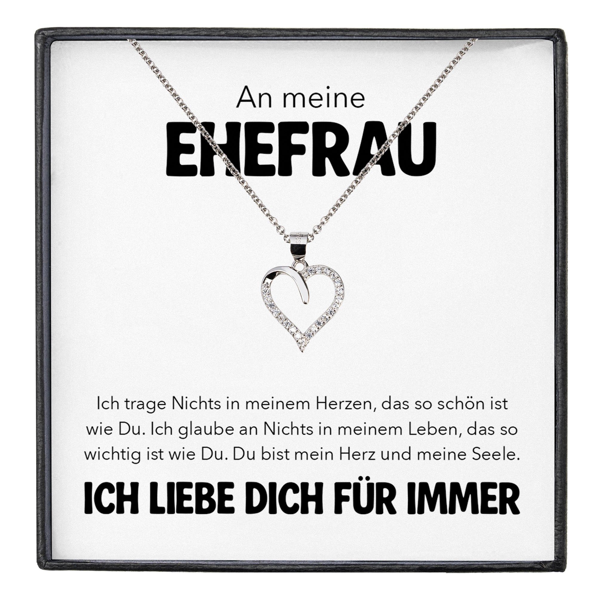 22Feels Schmuckset Ehefrau Geschenk Hochzeitstag Ich Liebe Dich Kette Herz Valentinstag (inkl. Geschenktasche, Karte, Poliertuch, Beutel), Silber 925/000, Karte Made In Germany