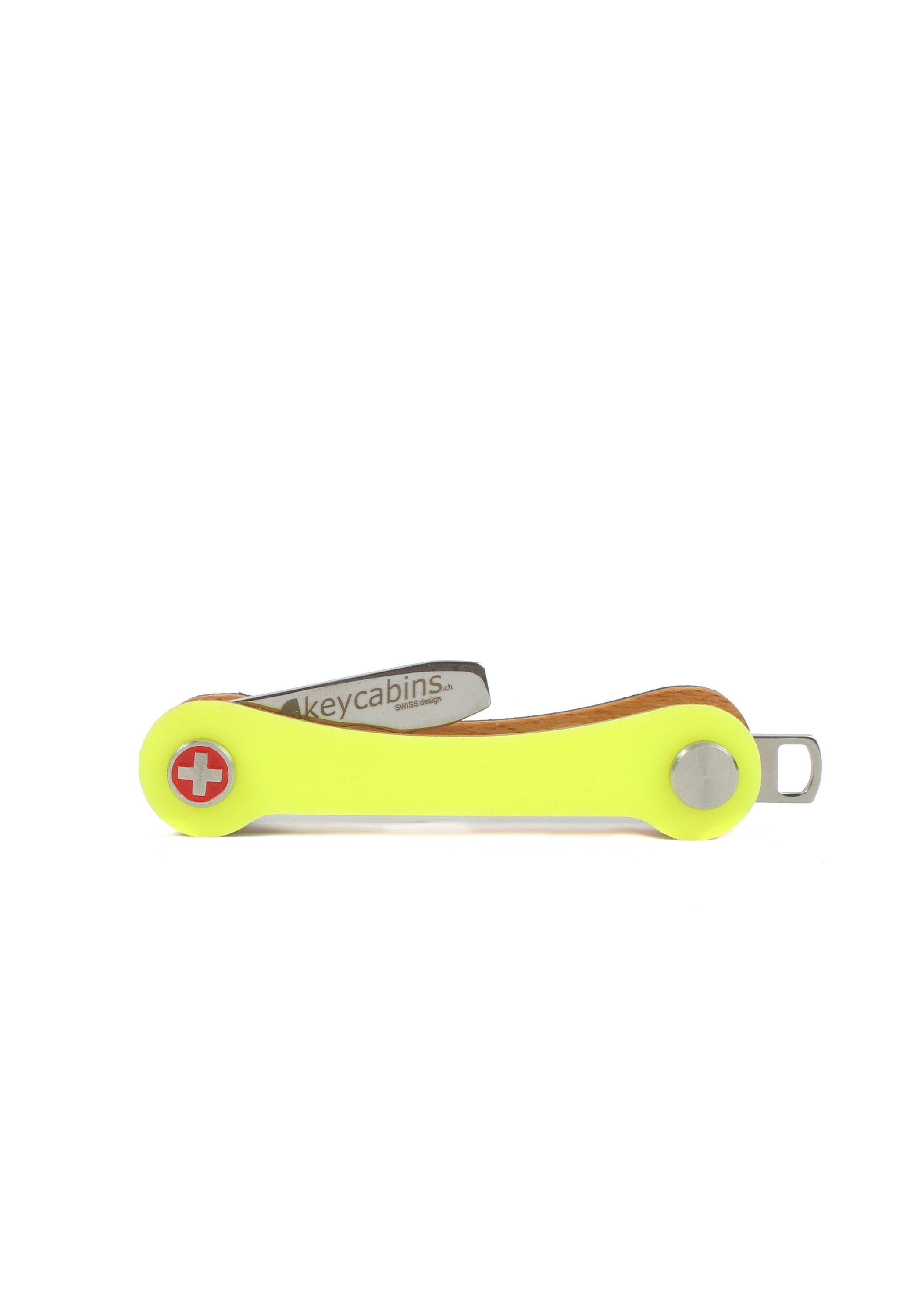 keycabins Schlüsselanhänger Snowboard-Ski made S1, yellow neon SWISS