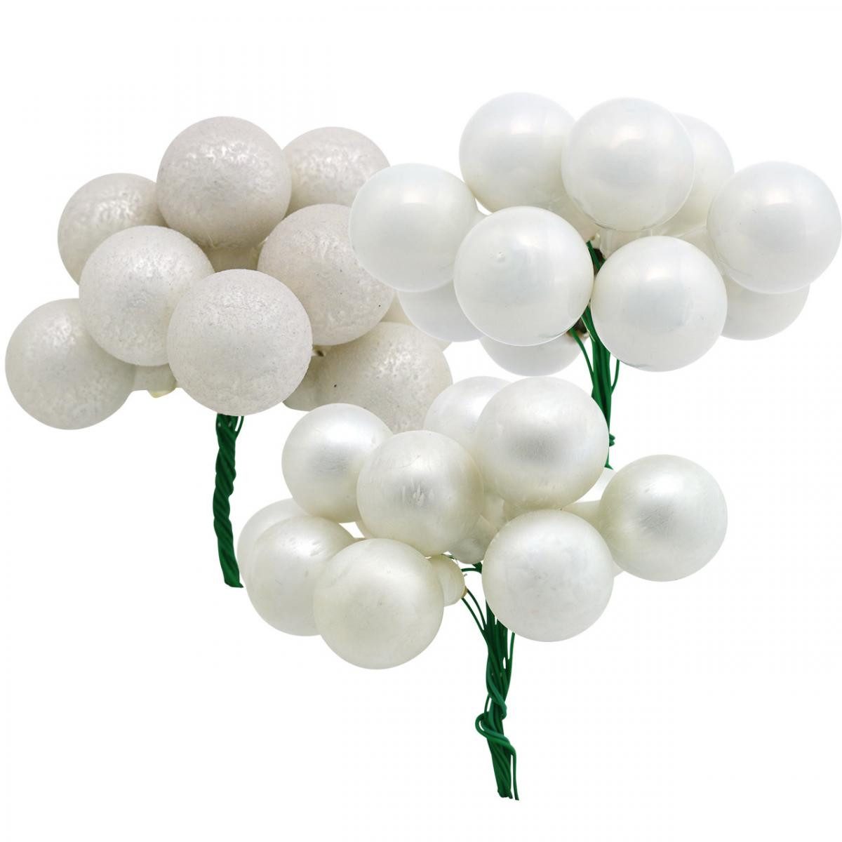 Florists Products Weihnachtsbaumkugel Mini Weihnachtskugeln Weiß Marmoriert Sortiert Spiegelbeeren, 140 Stü