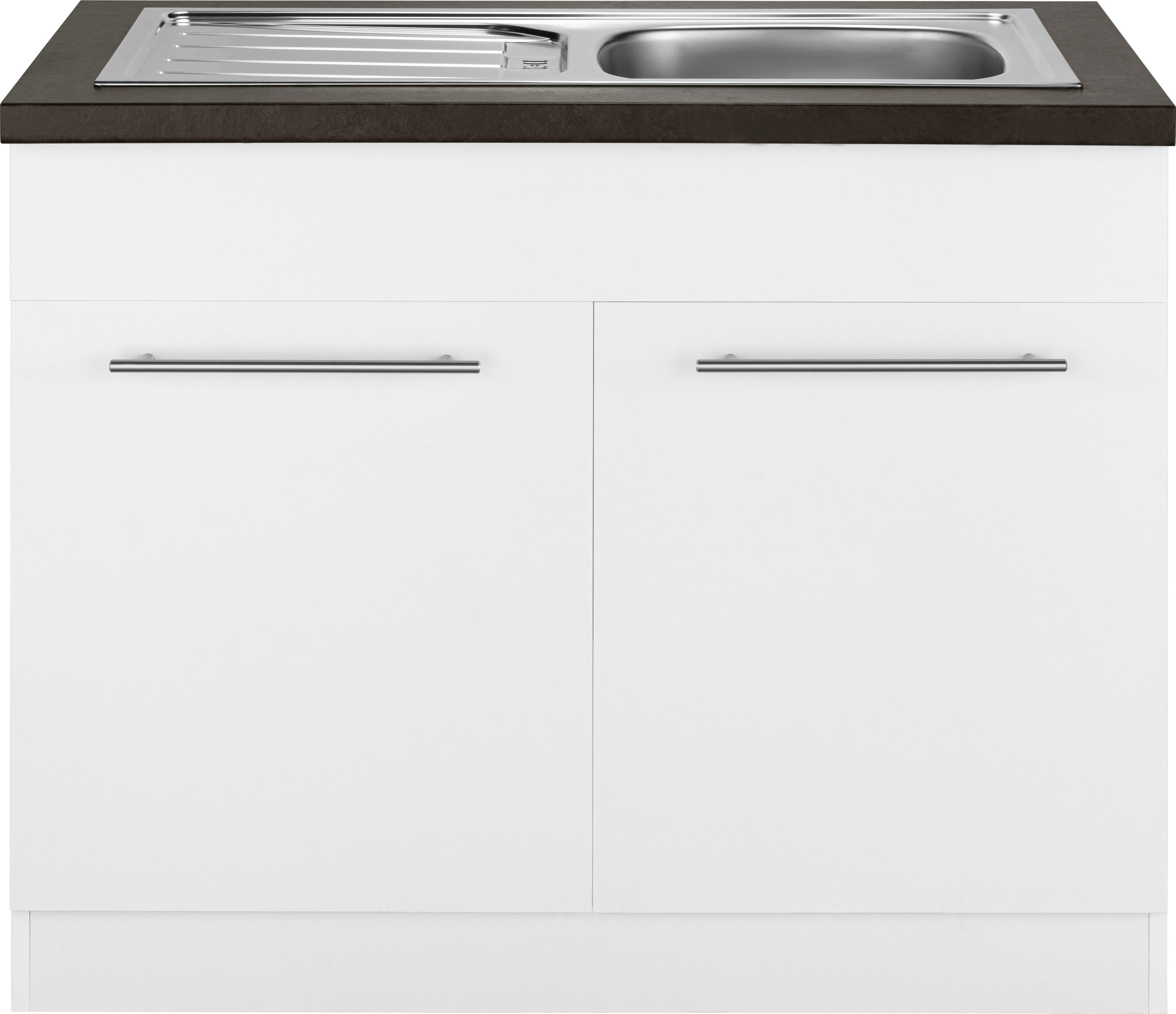 100 Küchen Weiß cm schwarz | wiho Unna weiß/granit Spülenschrank breit