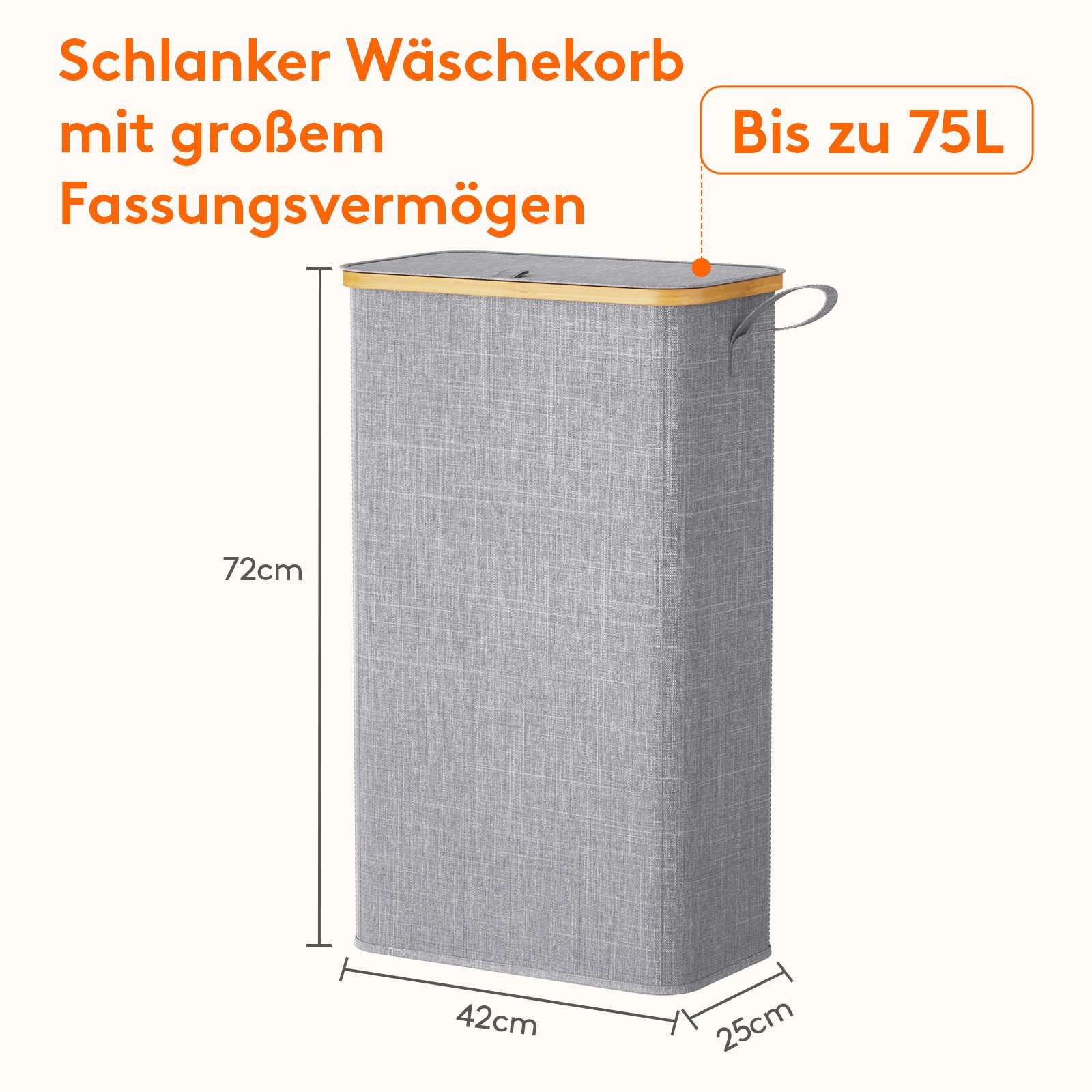 Lifewit Wäschebox Wäschekorb Schmal mit Deckel, günstig online kaufen
