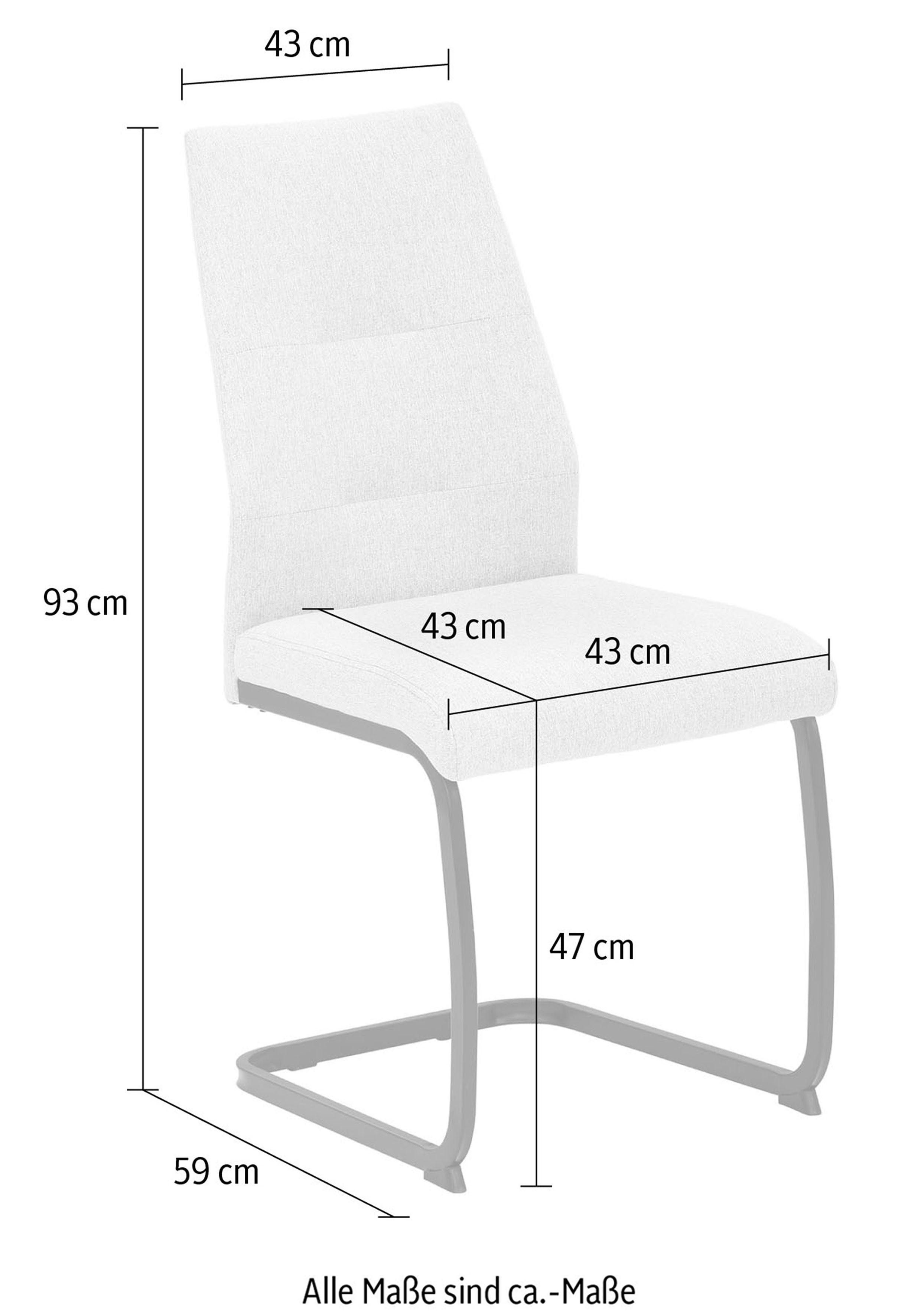 kg - Zertifizierter St), 2 Ariana Schwarz Robust, Freischwinger (Set, HELA belastbar "Waterfree" sehr Stoff 140