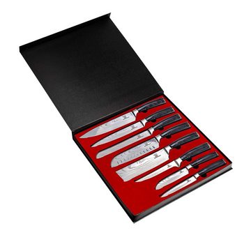 Küchenkompane Messer-Set Messerset asiatisch mit magnetischer Holzleiste - Kuro Küchenmesser (2-tlg)