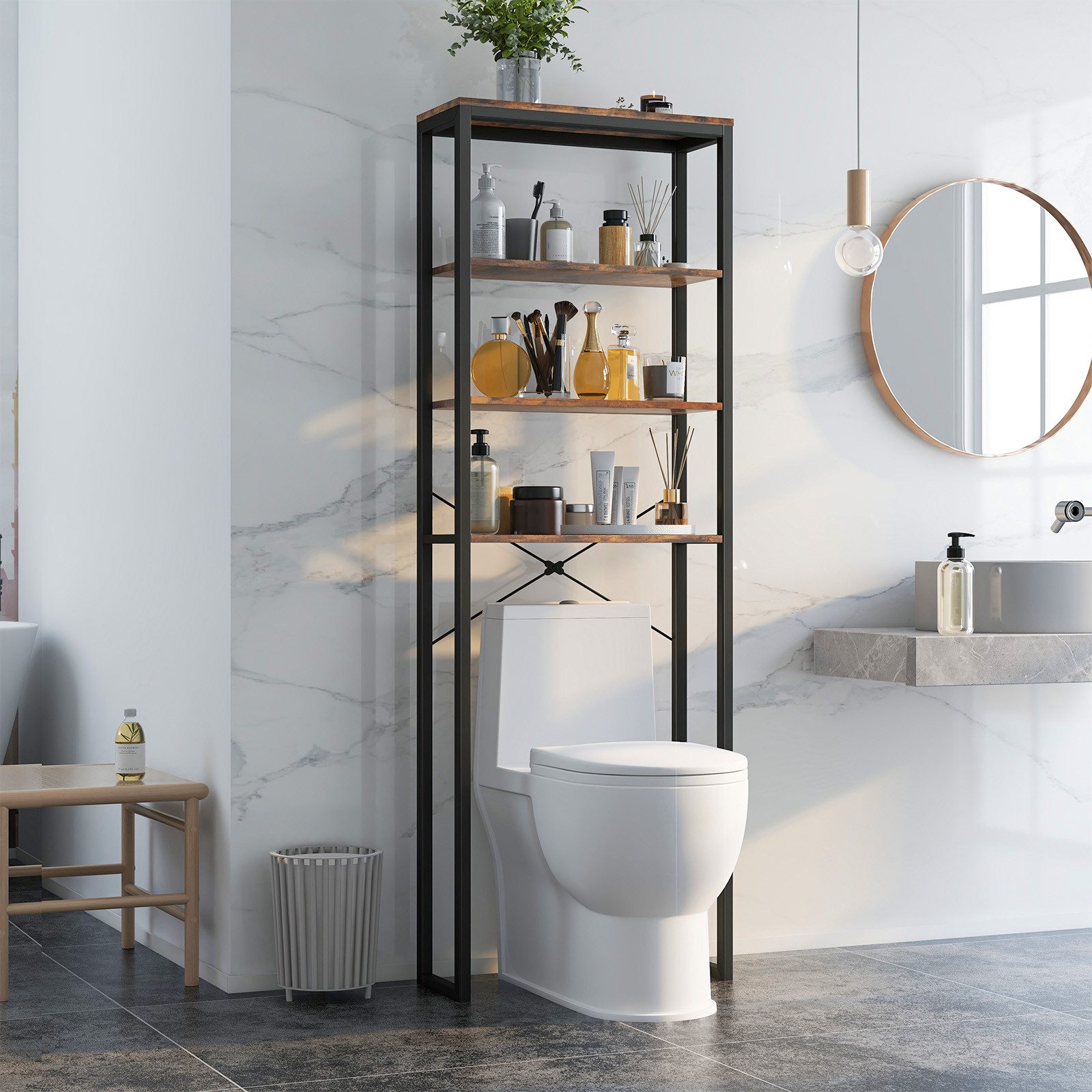 KOMFOTTEU Badregal, 4-stöckiger Badezimmerregal Toilettenregal günstig online kaufen