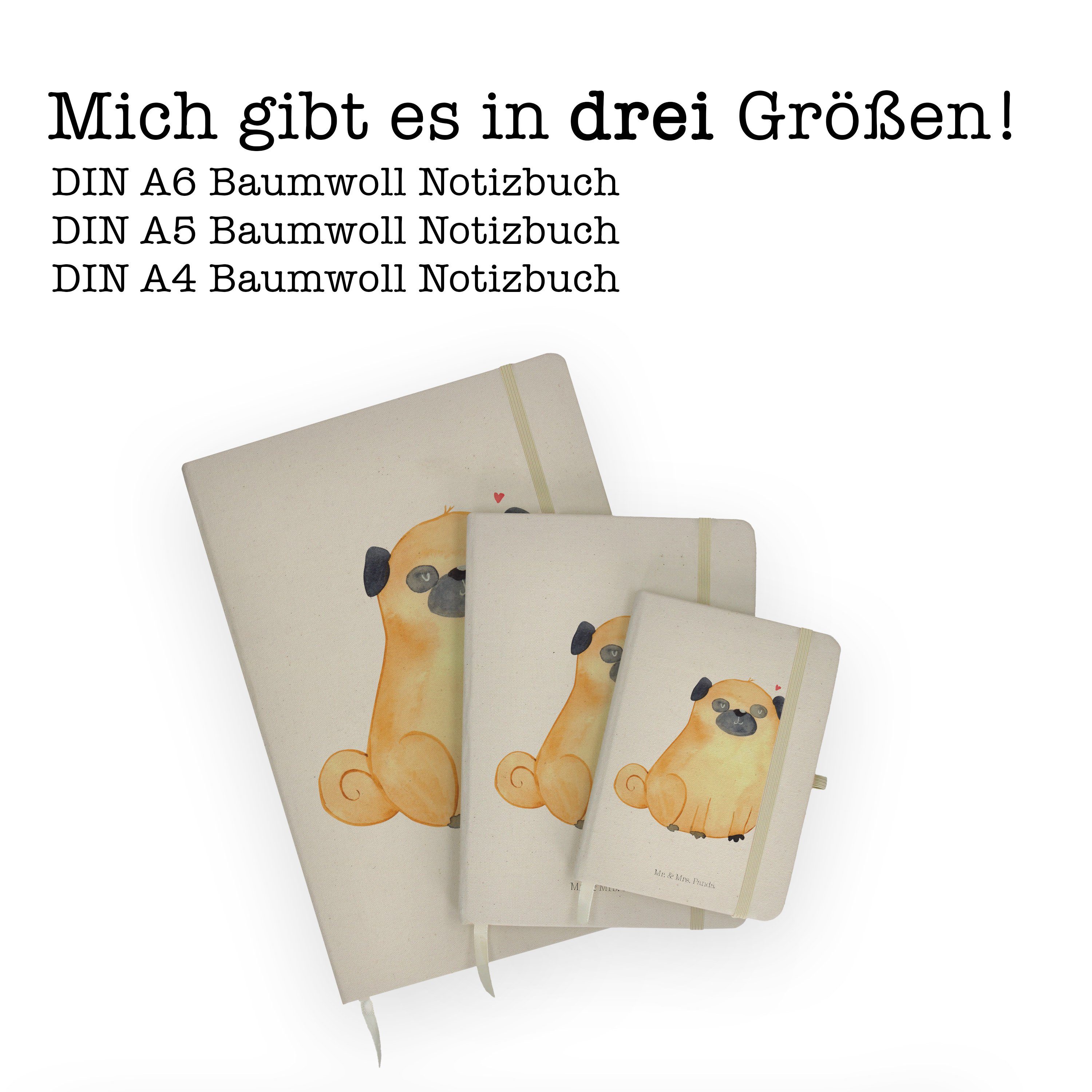 Mr. & Transparent Journa Hund, Mr. Eintragebuch, Hundemotiv, Panda Panda Mrs. - Mrs. & Geschenk, Mops Notizbuch 