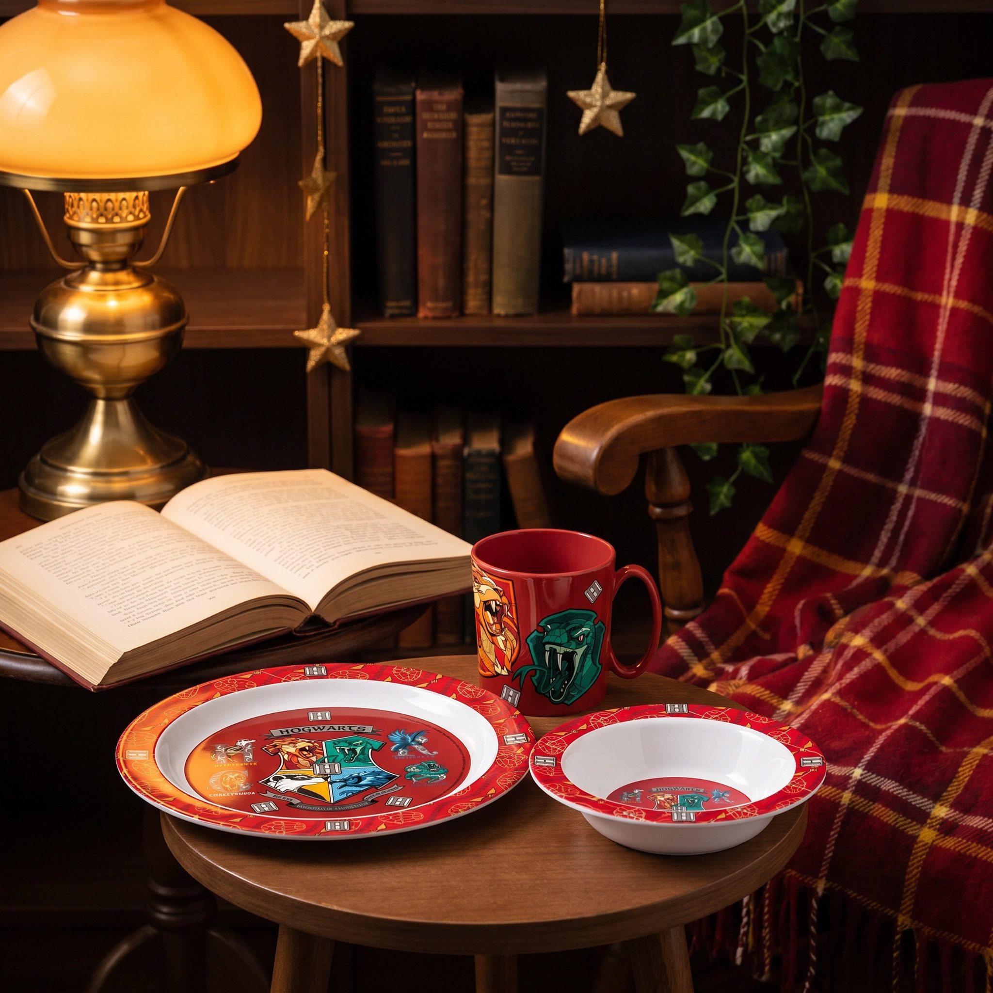 Harry Potter Kindergeschirr-Set Harry Potter Hogwarts Kinder Geschirr-Set 3 teilig (3-tlg), 1 Personen, Kuststoff, Becher Teller Schüssel