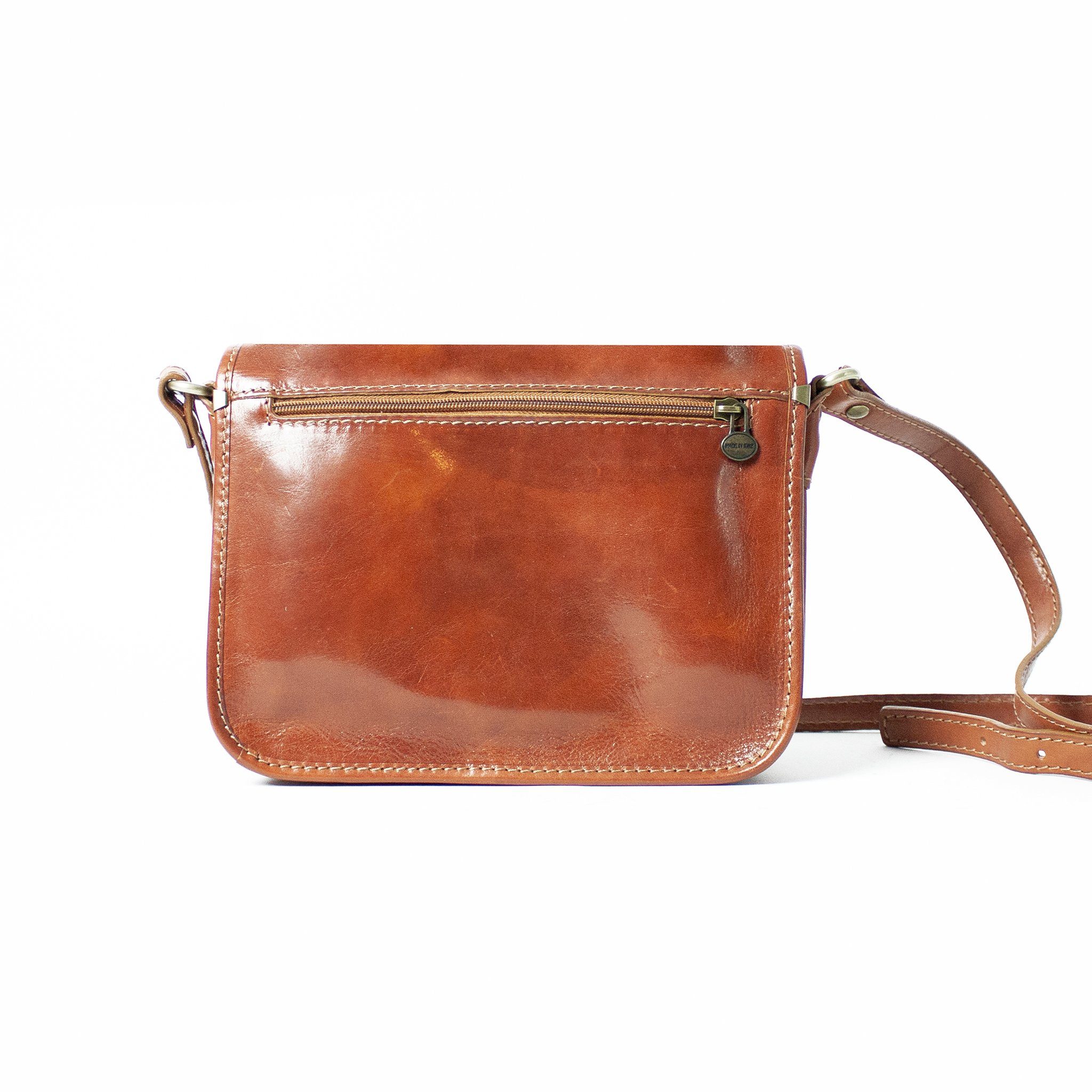 lePelou ELENA, Made Leder, Handtasche echt Cognac in Italy