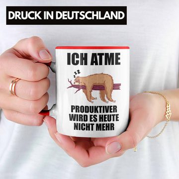 Trendation Tasse Trendation - Lustiger Faultier Spruch Tasse Faultier Mitarbeiter Arbeitskollge Geschenk