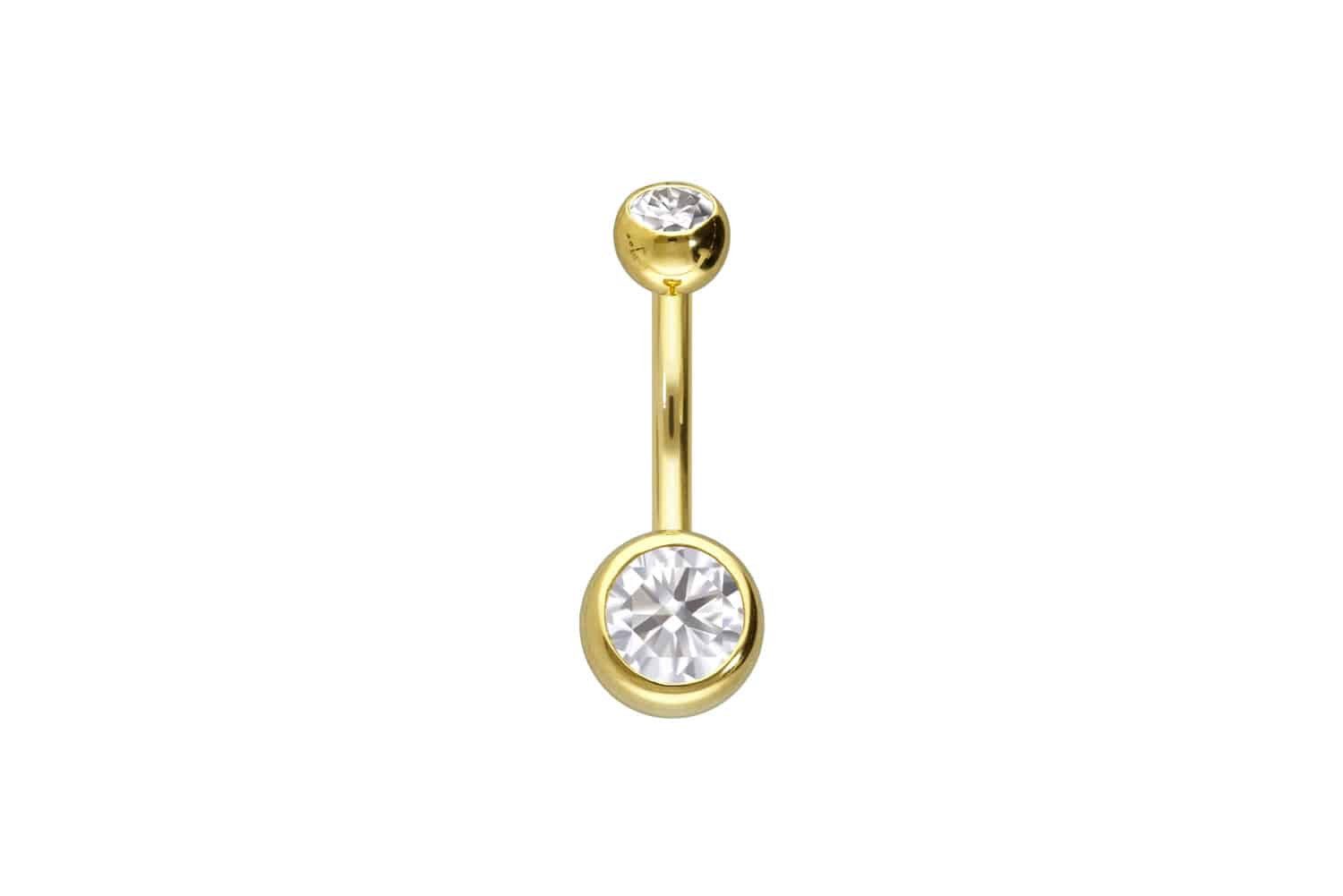 PIERCINGLINE Bauchnabelpiercing 14/18 Karat Gold Bananabell 2 MOISSANITE (Bananabells, 1-tlg)