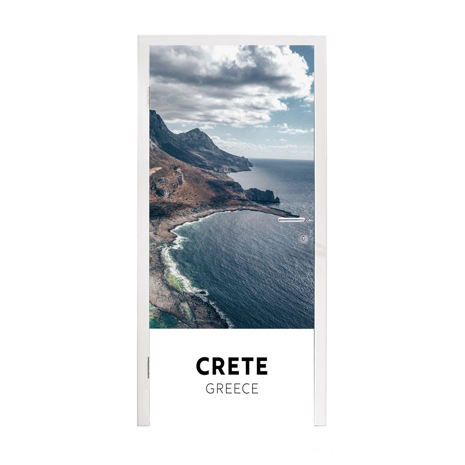 MuchoWow Türtapete Kreta - Griechenland - Strand, Matt, bedruckt, (1 St), Fototapete für Tür, Türaufkleber, 75x205 cm